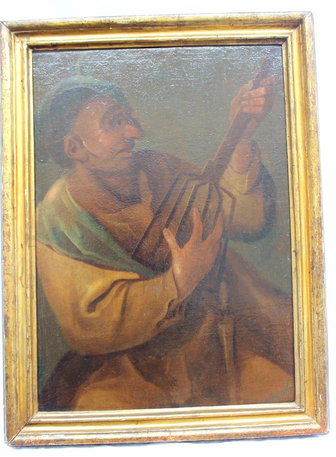 Italian School 17th Century Oil Painting The Musician For Sale 6