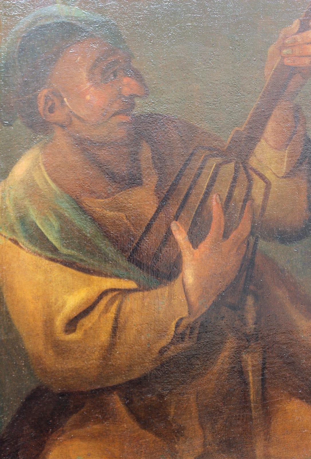 Italian School 17th Century Oil Painting The Musician For Sale 3