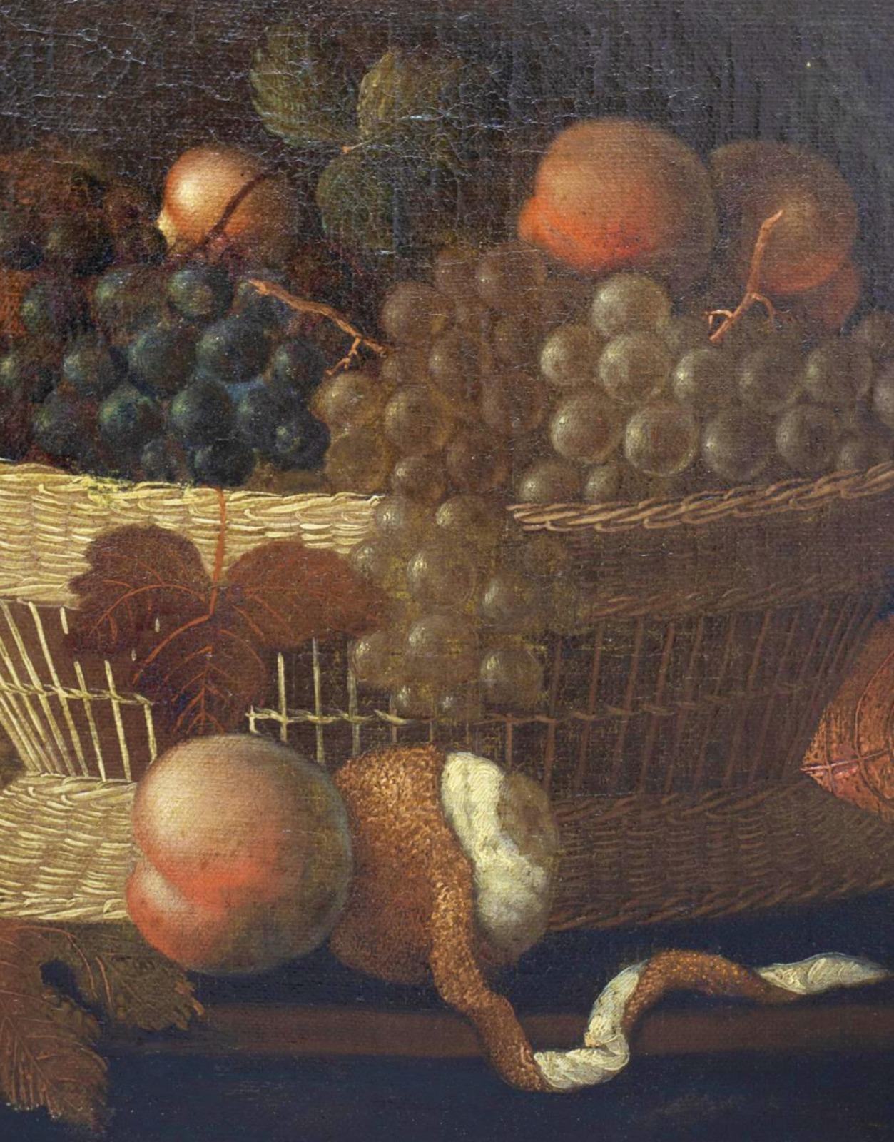 Baroque Italian School 17th Century 'Still Life Grape Basket'
