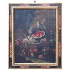 Italian School 18th Century "Still Life with Bird and Fruit"