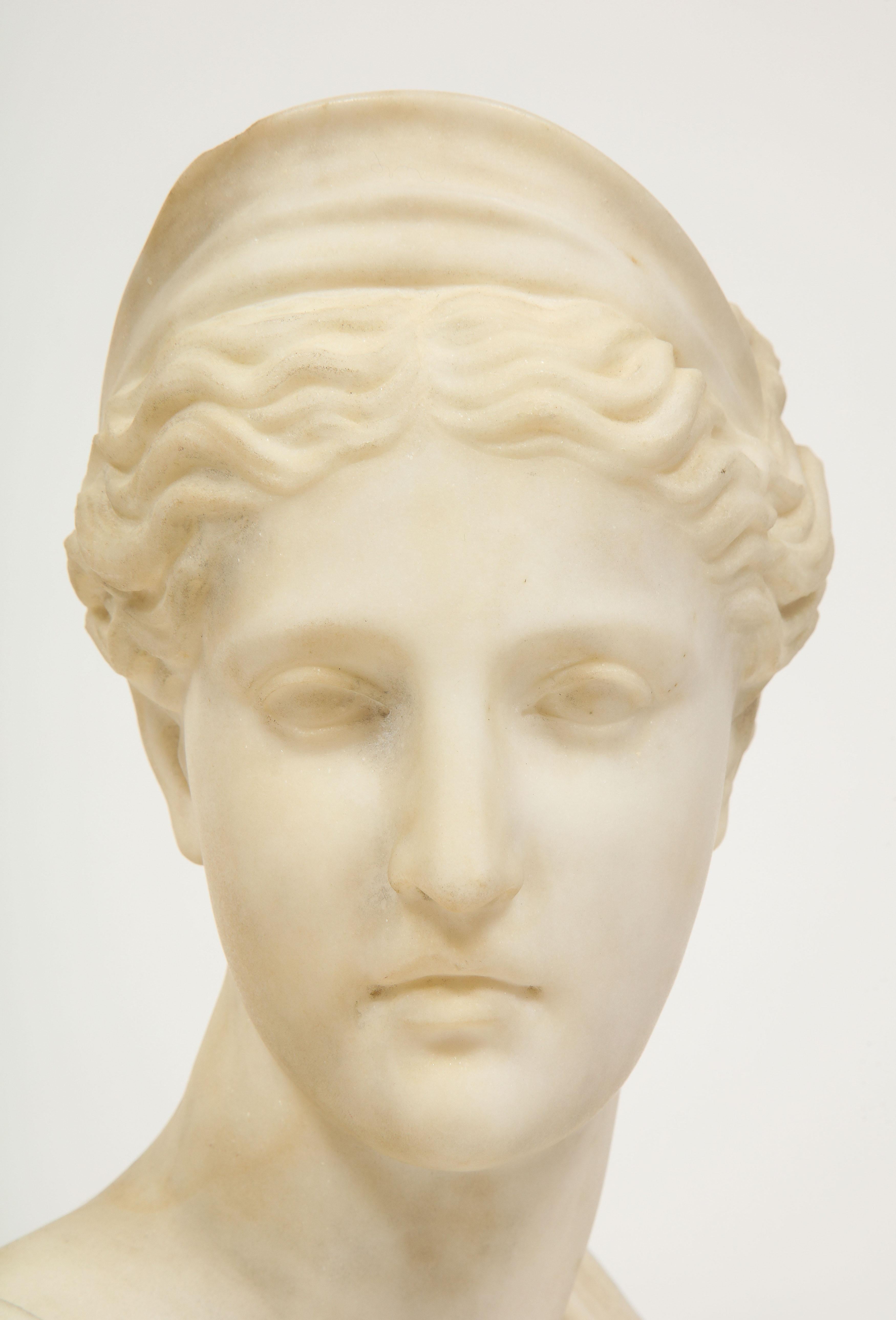 'Italian School, 19th Century' A White Marble Bust of Goddess Diana Artemis 6