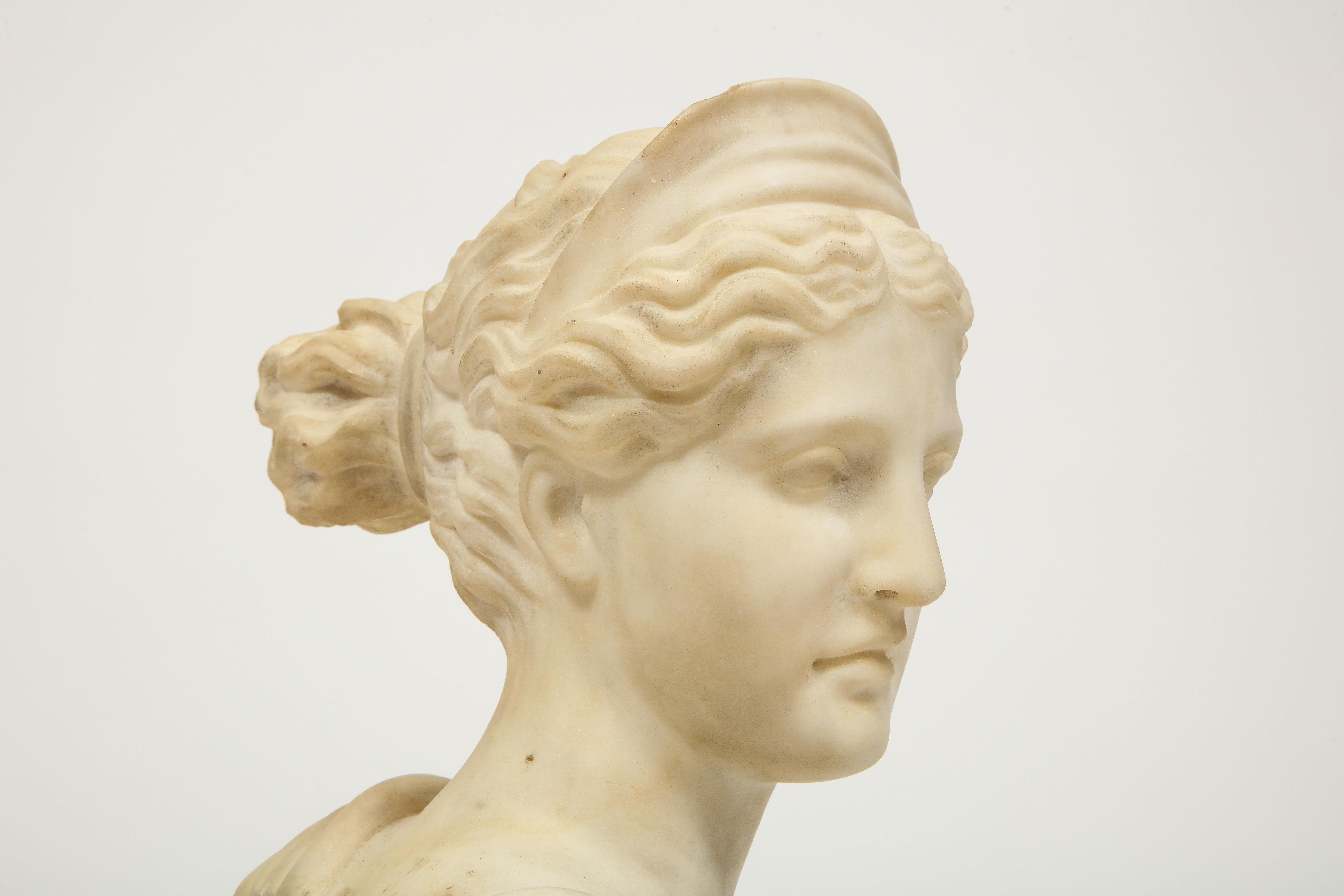 'Italian School, 19th Century' A White Marble Bust of Goddess Diana Artemis 8