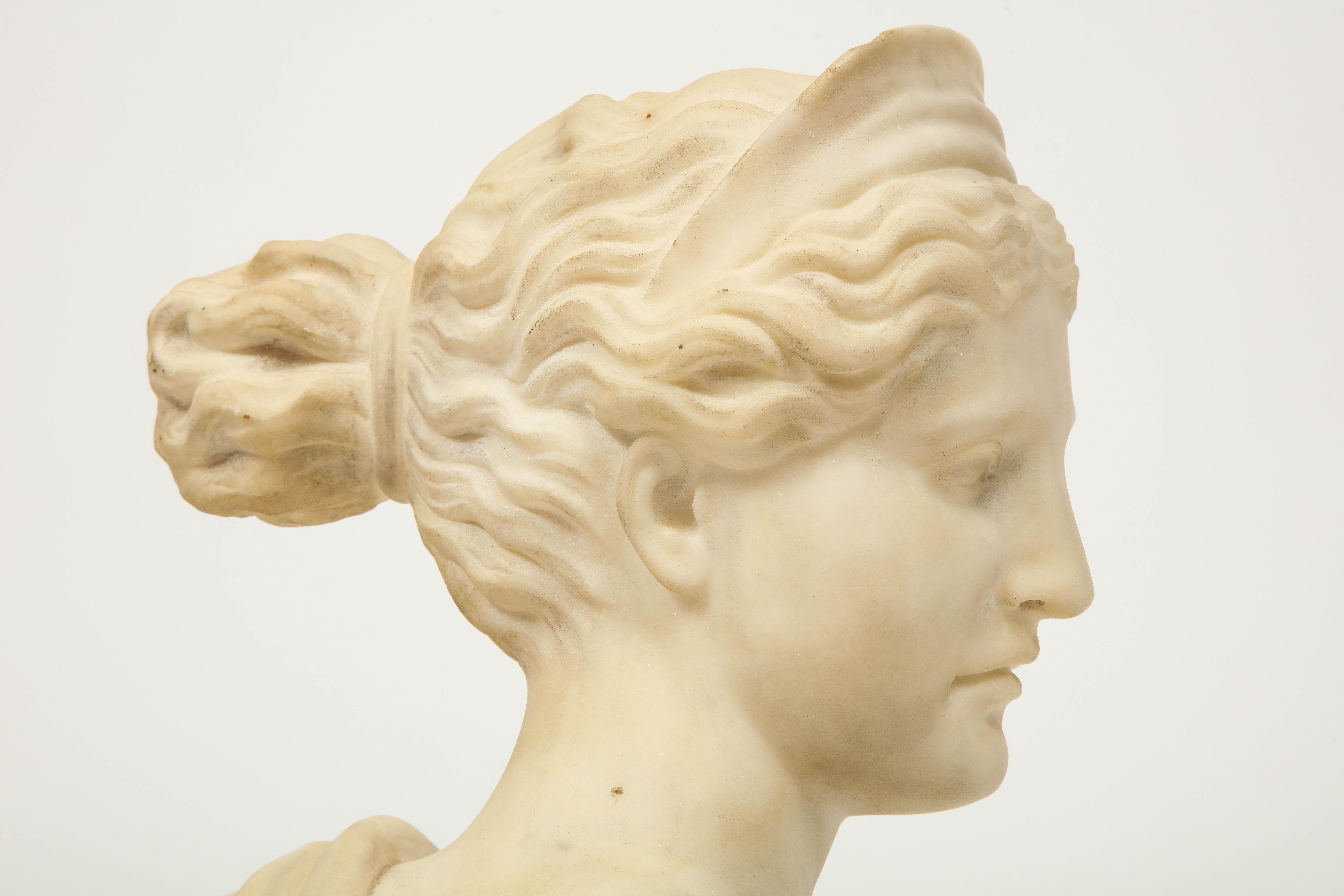 'Italian School, 19th Century' A White Marble Bust of Goddess Diana Artemis 10