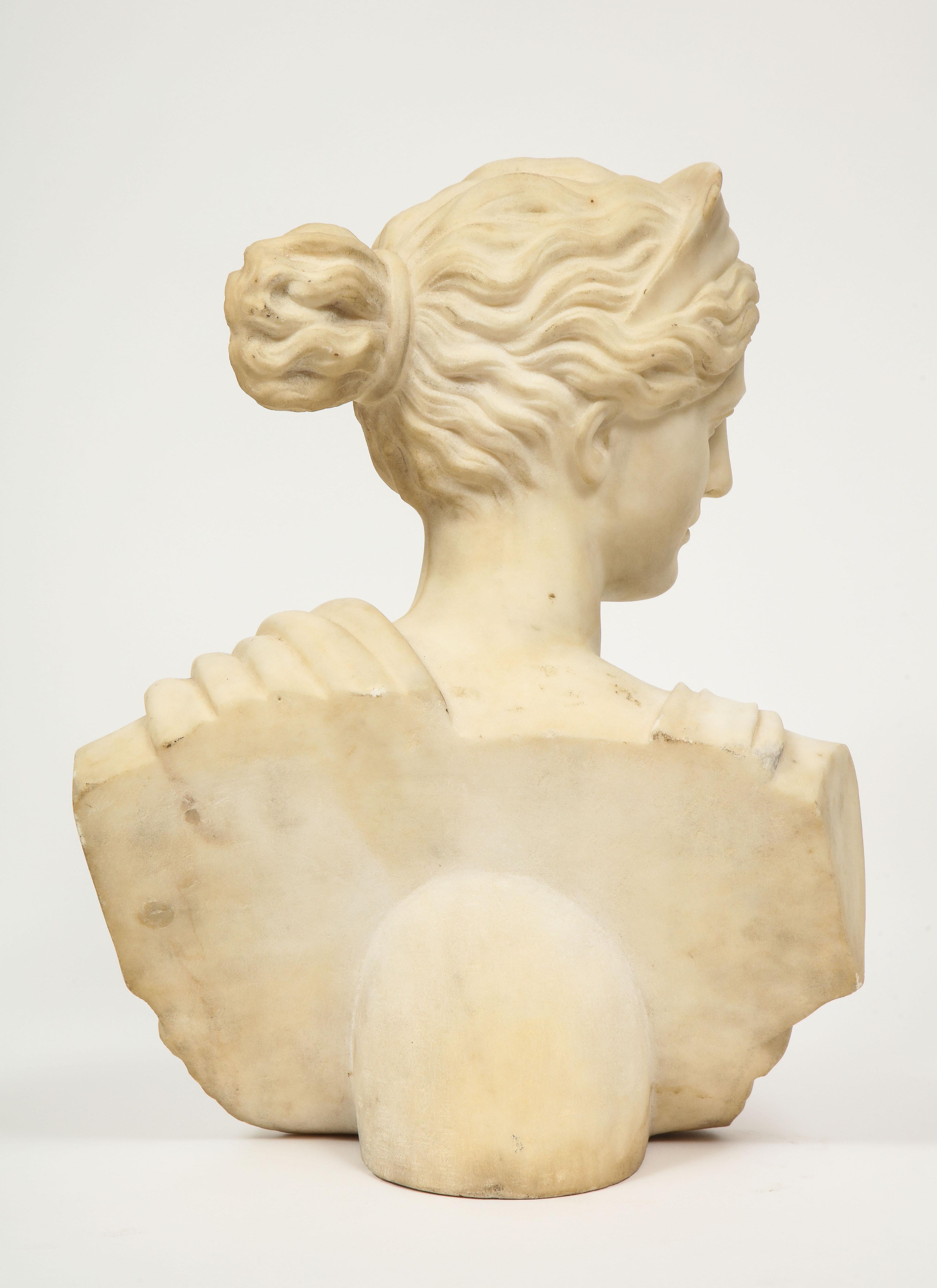 'Italian School, 19th Century' A White Marble Bust of Goddess Diana Artemis 11