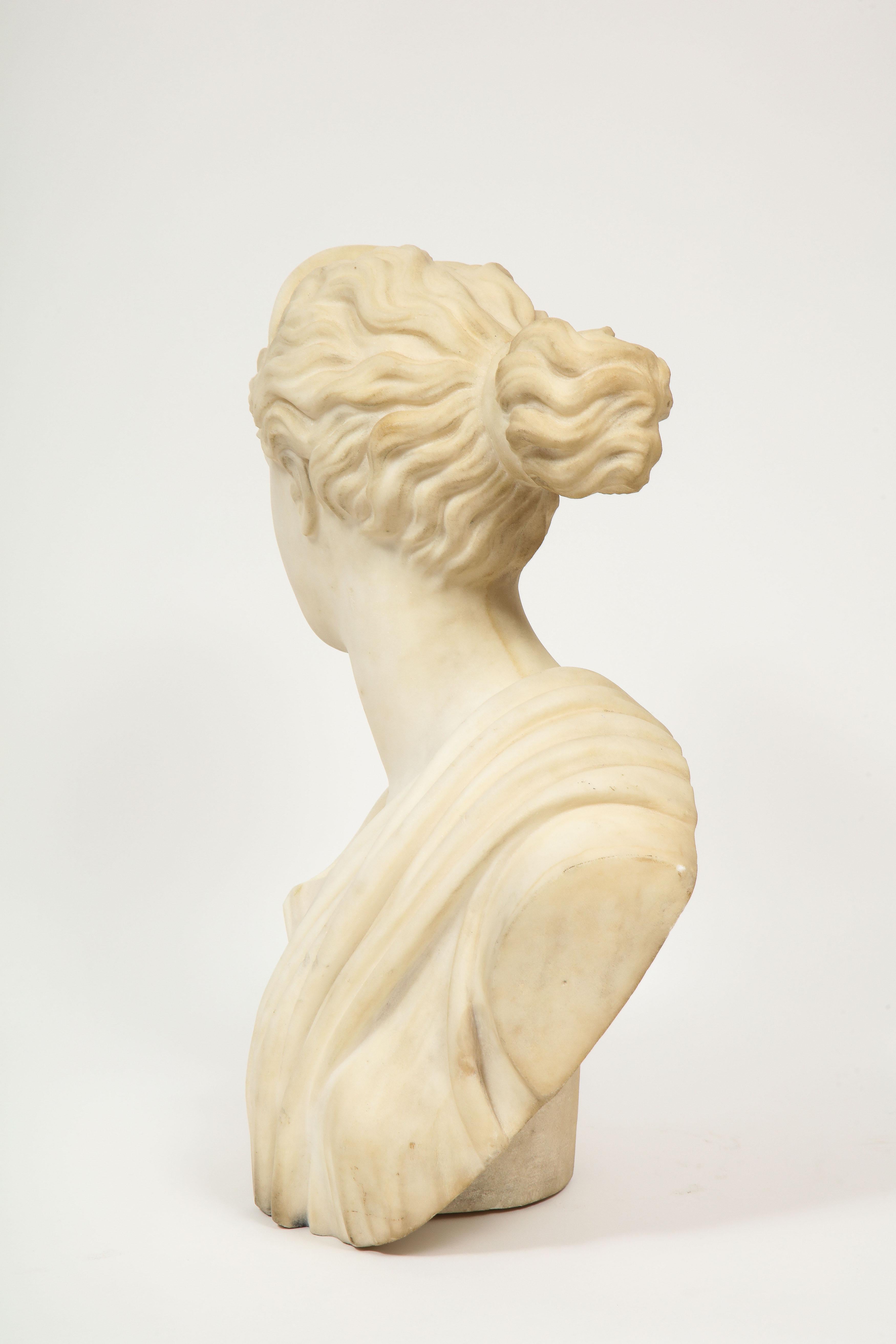 'Italian School, 19th Century' A White Marble Bust of Goddess Diana Artemis 12