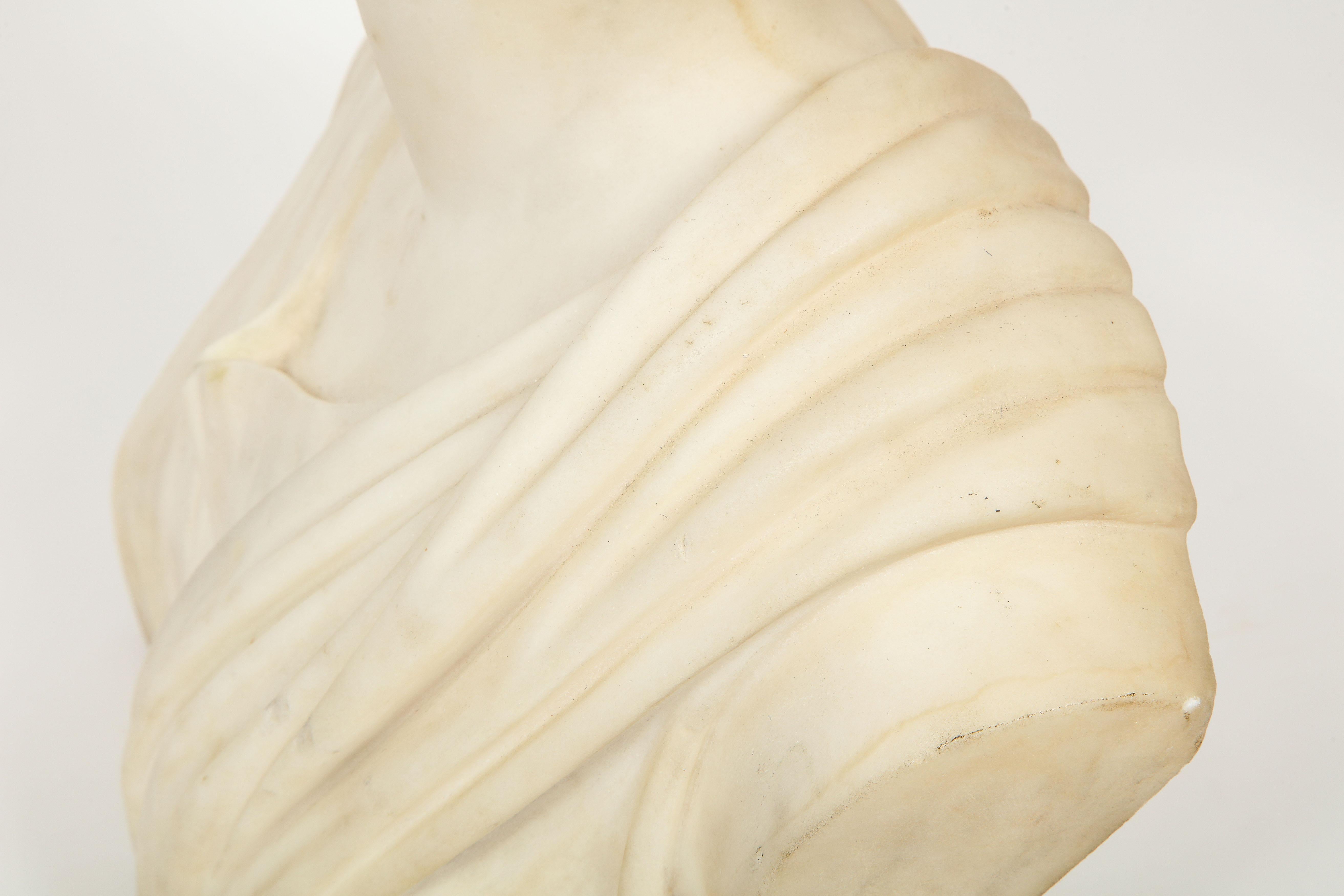 'Italian School, 19th Century' A White Marble Bust of Goddess Diana Artemis 14