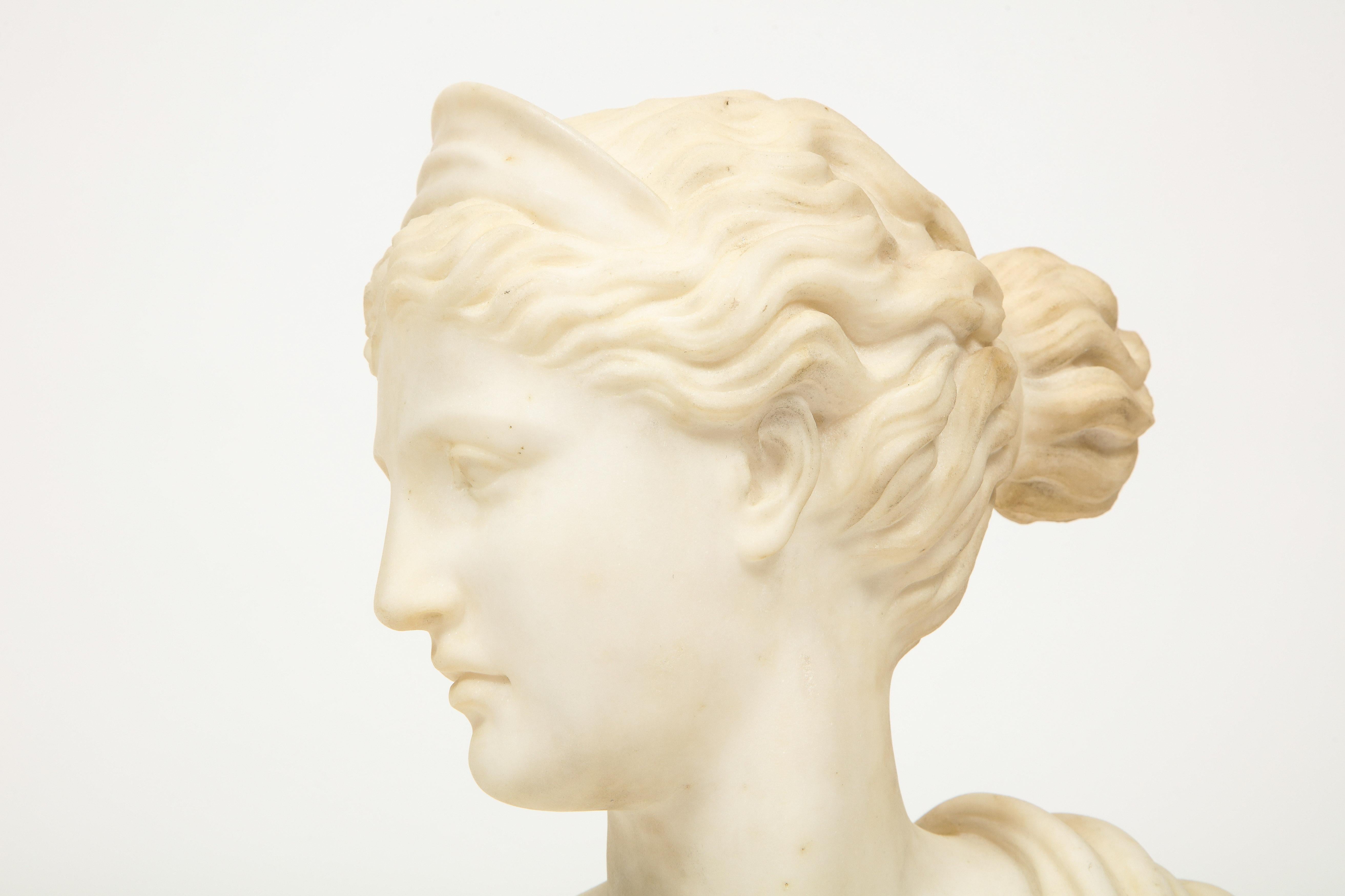 'Italian School, 19th Century' A White Marble Bust of Goddess Diana Artemis 1