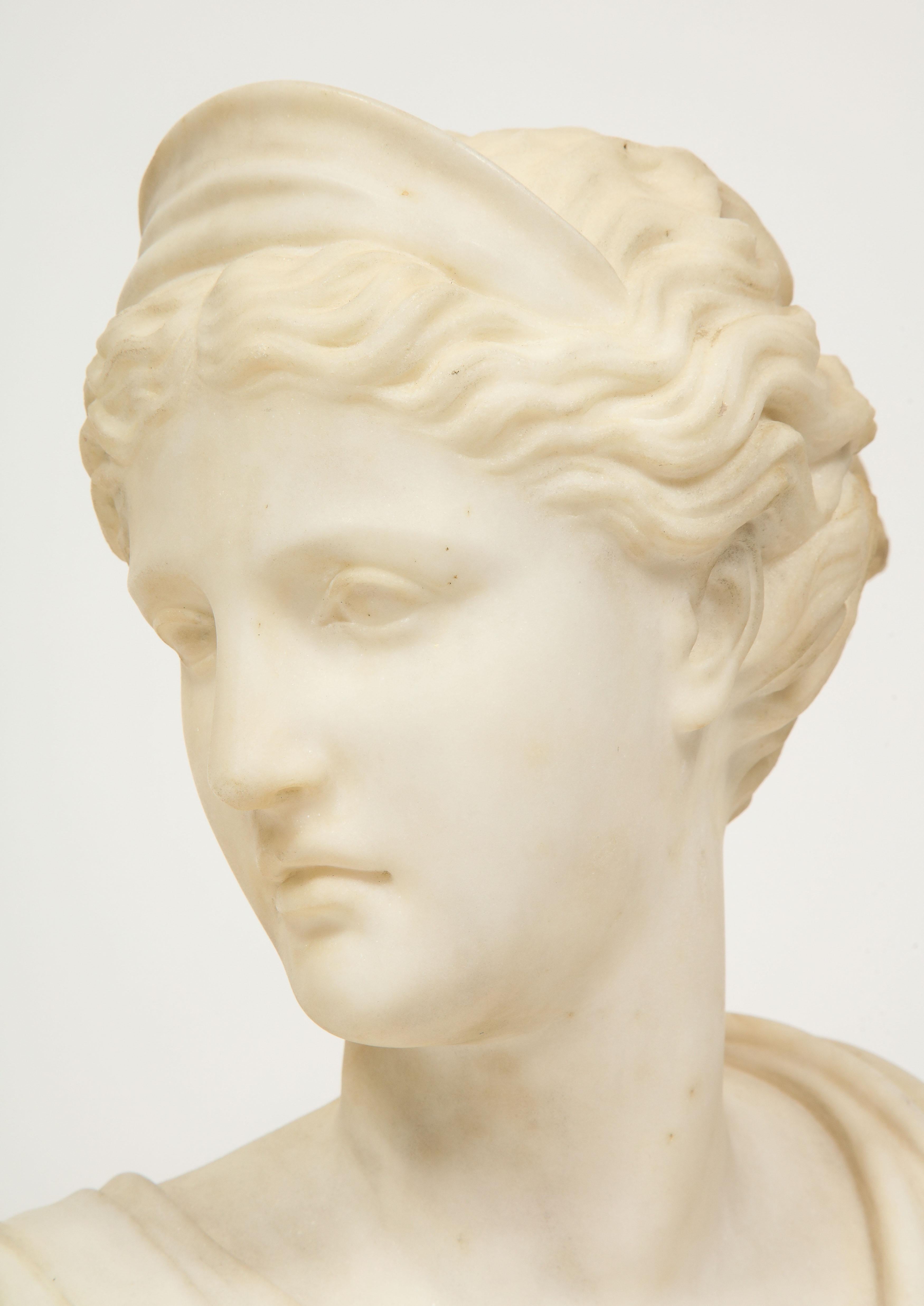 'Italian School, 19th Century' A White Marble Bust of Goddess Diana Artemis 4