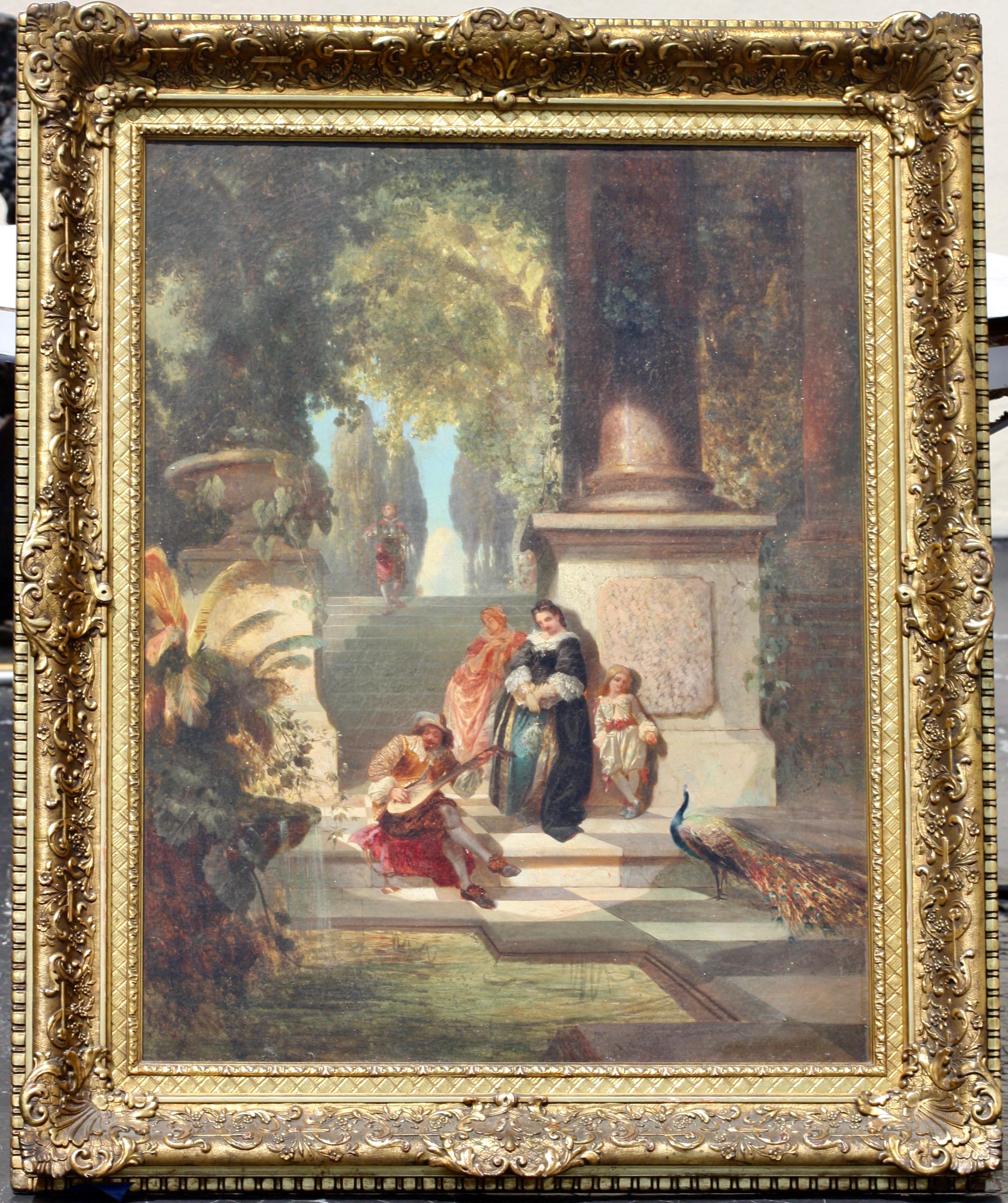 Italian School, 19th Century
Afternoon Song
Oil on canvas
Unframed: 25 x 33 in. (63 x 83 cm.) 
Framed: 34 x 42 in. (86 x 106 cm.).

 