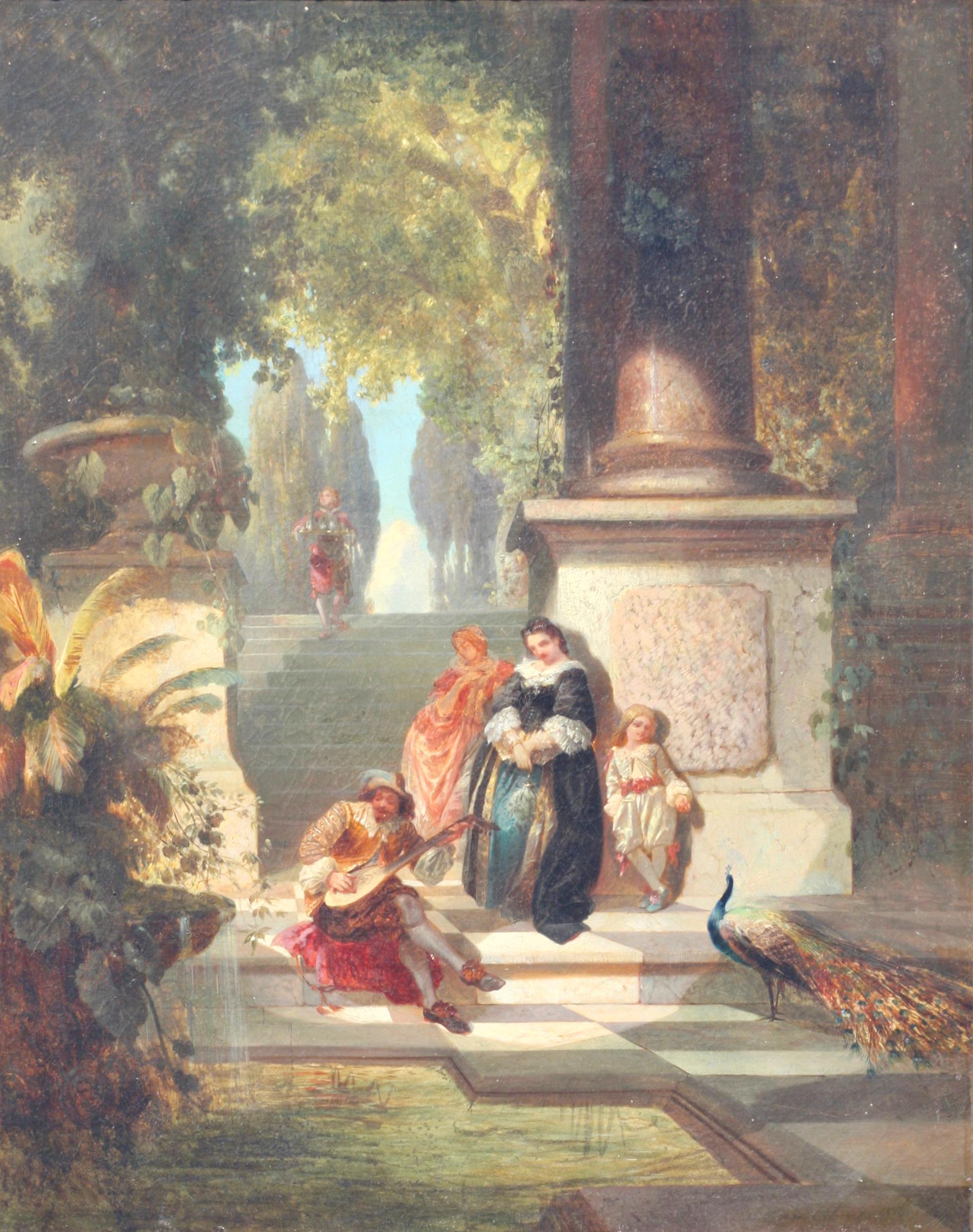 Italian School, 19th Century Afternoon Song Oil on Canvas For Sale 6