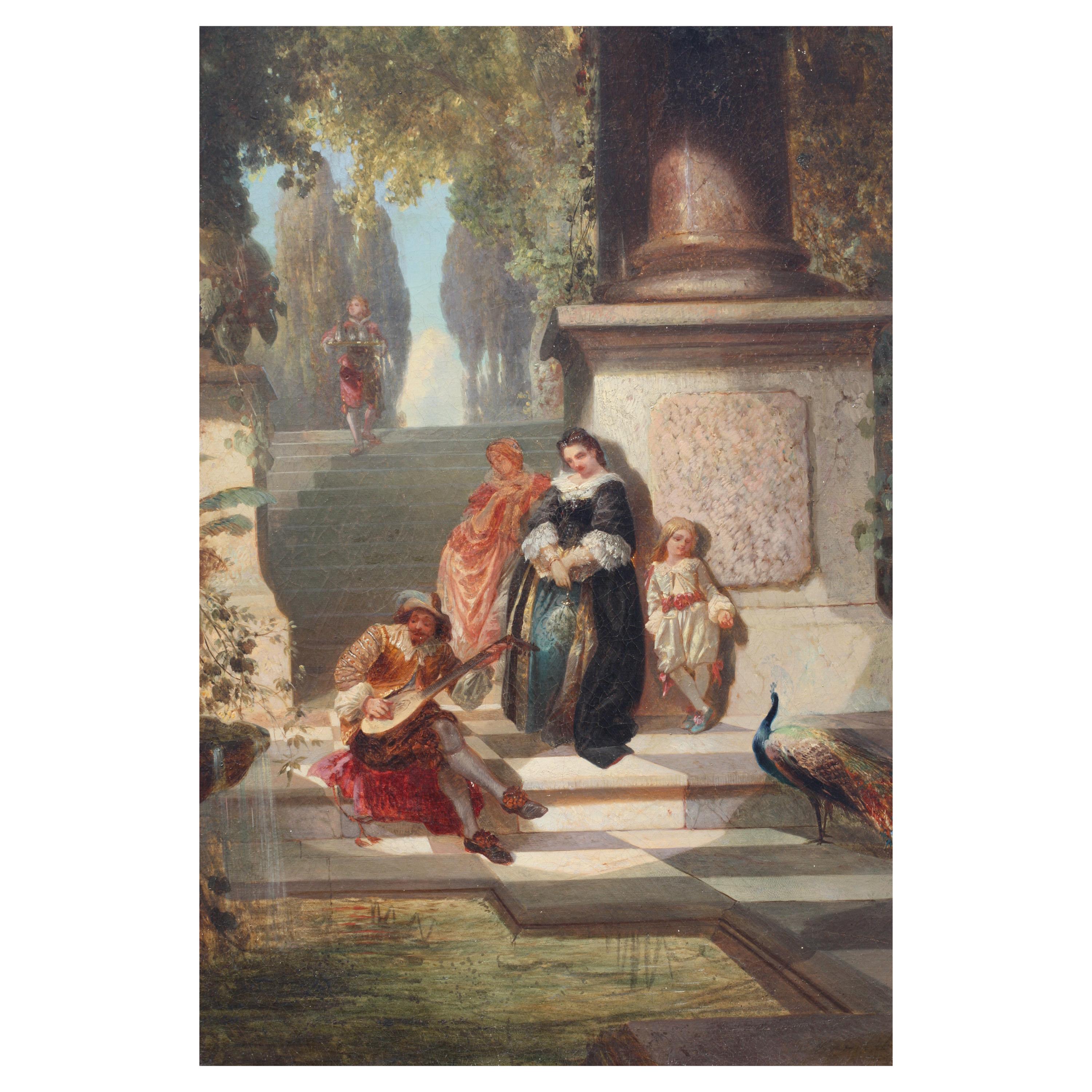 École italienne, après-midi, huile sur toile, XIXe siècle