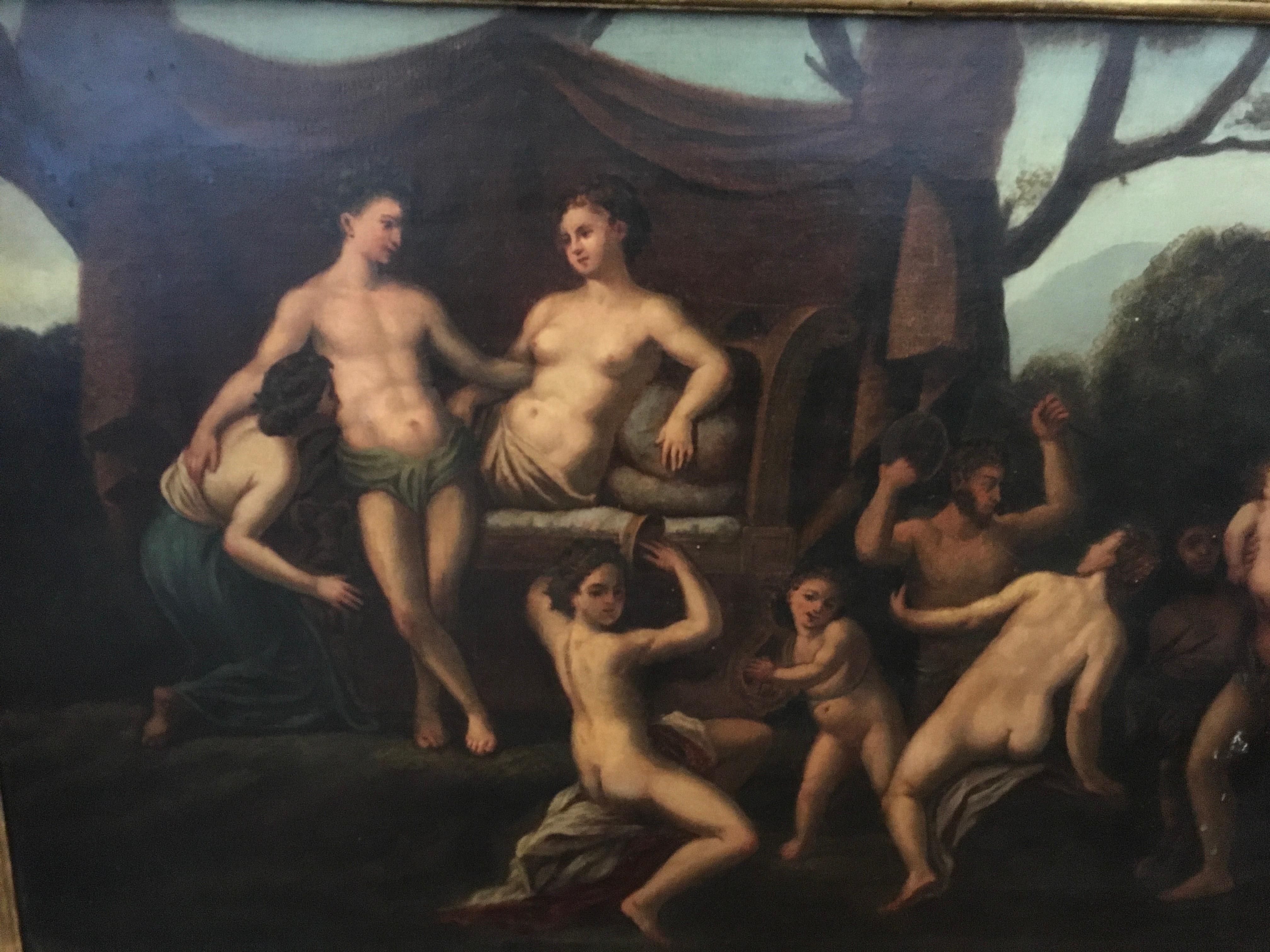 Late 18th Century Italian Baroque Allegorical Mythical Nudes “Virtue of Vice” - Painting by Unknown