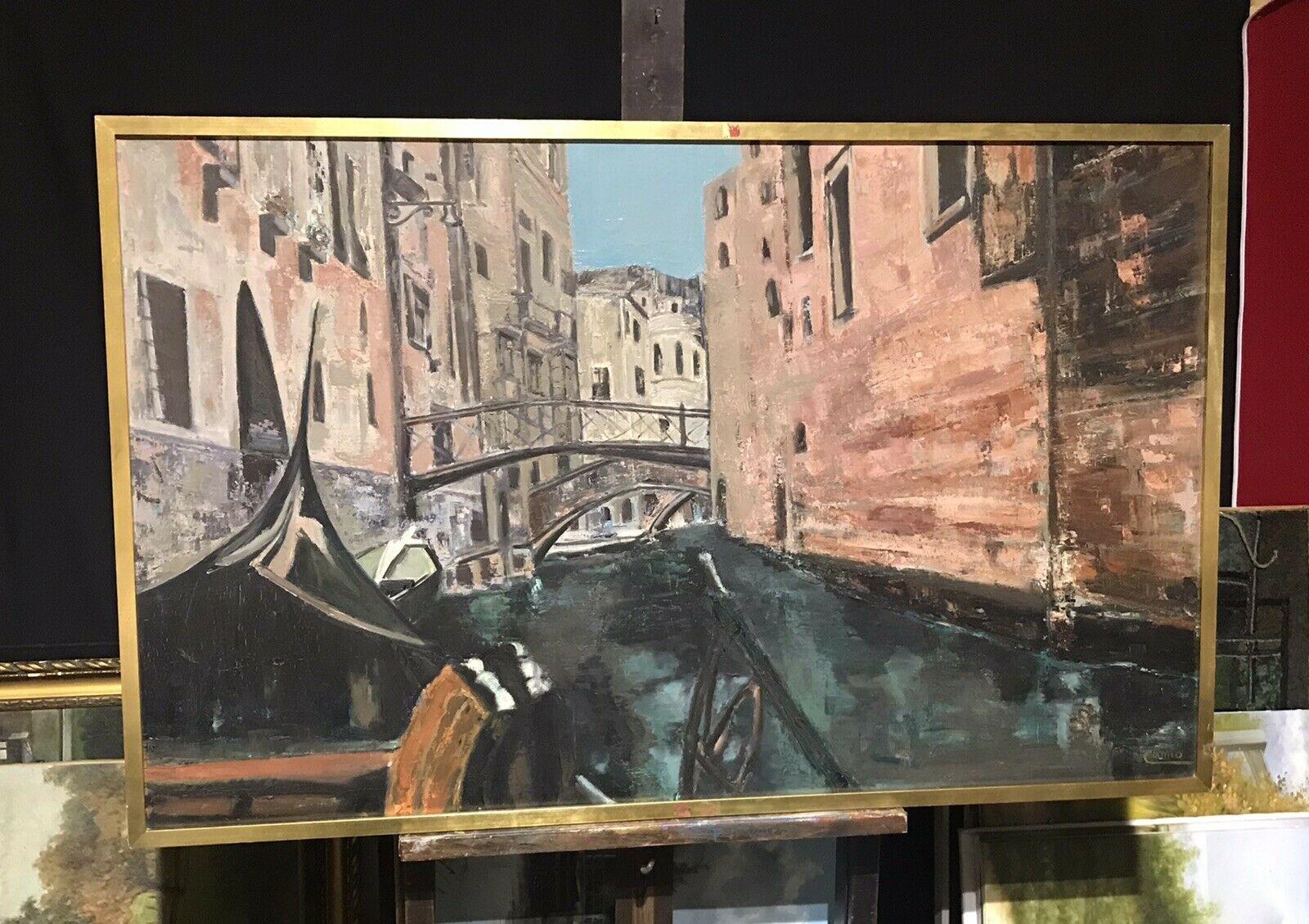 THIS AUCTION HAS NO RESERVE!

Artist/ School: Italian School, mid 20th century, signed lower right

Title: The Quiet Canal, Venice

Medium:  oil painting, on canvas, framed. 

Size:   frame: 33 x 52.5 inches
           painting: 32 x 51.5 inches
   