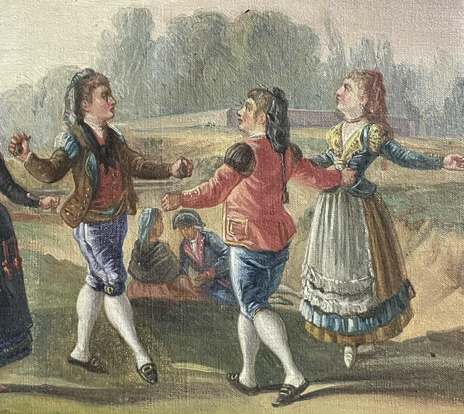 EARLY 19TH CENTURY ITALIAN OIL PAINTING - FIGURES DANCING MERRYMAKING - GILT FRM 2