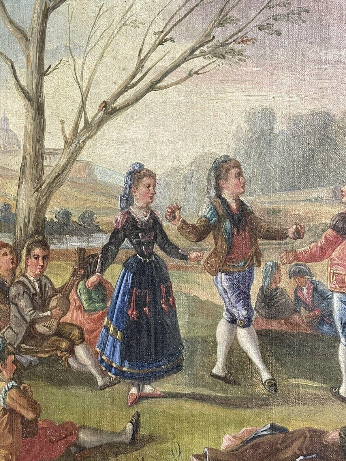 EARLY 19TH CENTURY ITALIAN OIL PAINTING - FIGURES DANCING MERRYMAKING - GILT FRM 4
