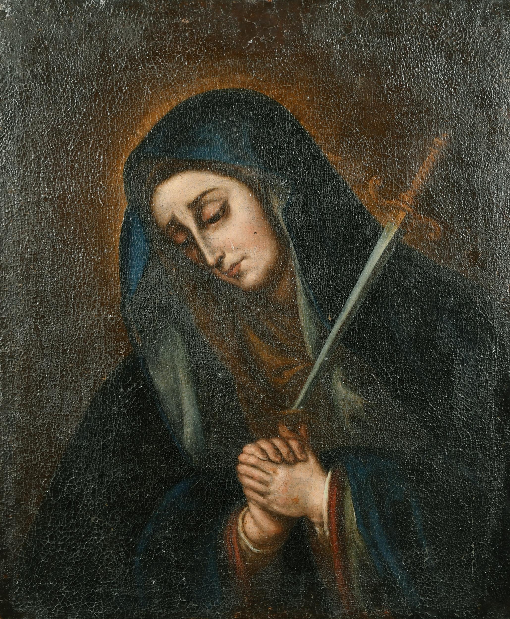 Portrait Painting di Unknown - Maniero di Guido Reni (1575-1642) La profezia di Simeone Grande dipinto antico