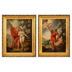 Italian School Abraham and Isaac Oils, Pair