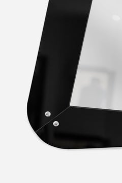 Italian School Black Opaline and Mirror Glass Framed Wall Mirror, circa 1960