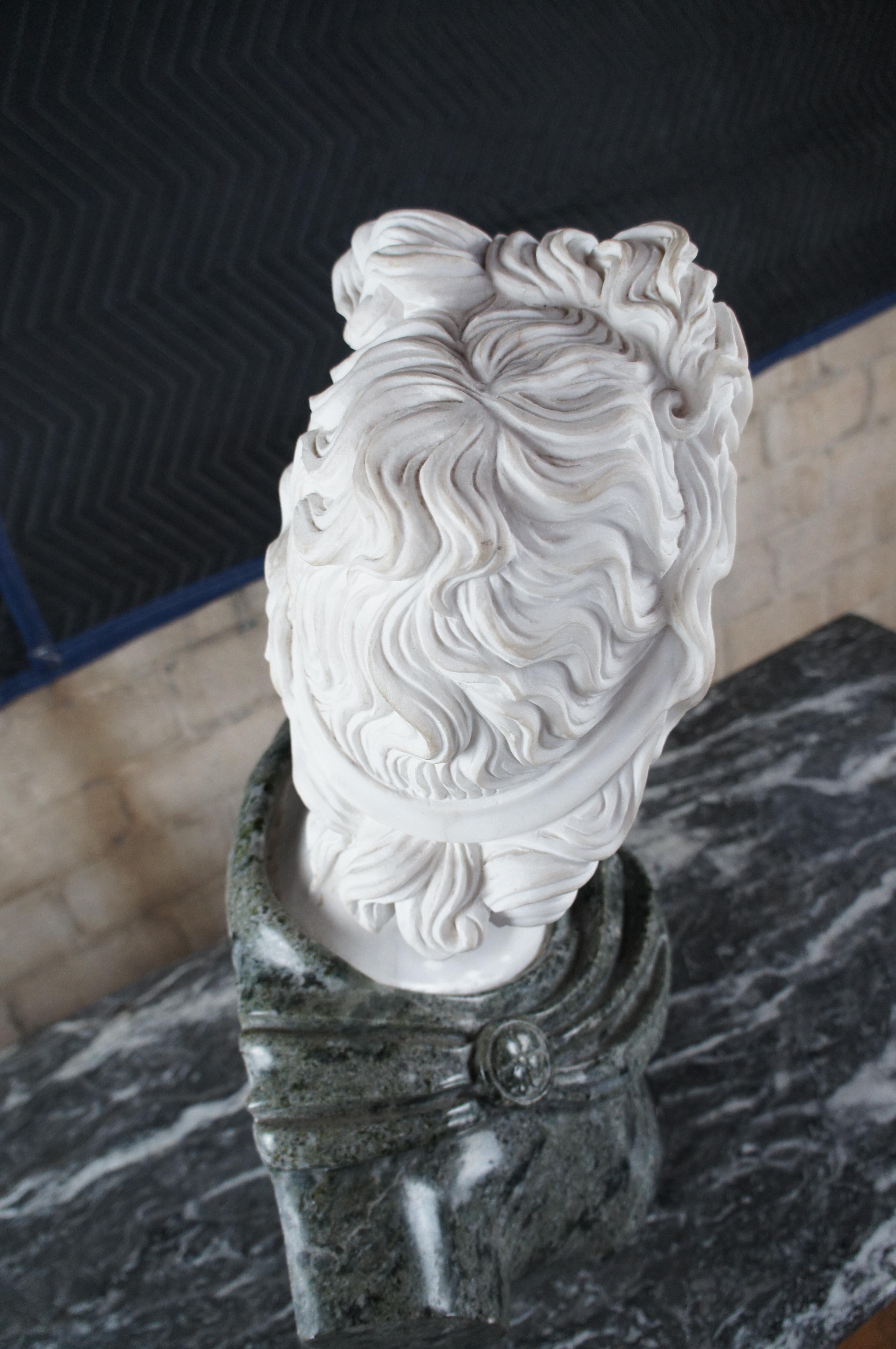 Italian School Carved Marble Two Tone Shoulder Bust Sculpture Apollo Statue 25