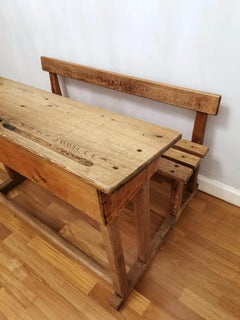 Italian School Desk in Solid Oak, 1890