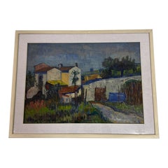 Escuela italiana, pintura de mediados del siglo XX – Paisaje rural con granja