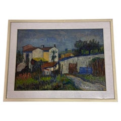 Escuela italiana, pintura de mediados del siglo XX – Paisaje rural con granja