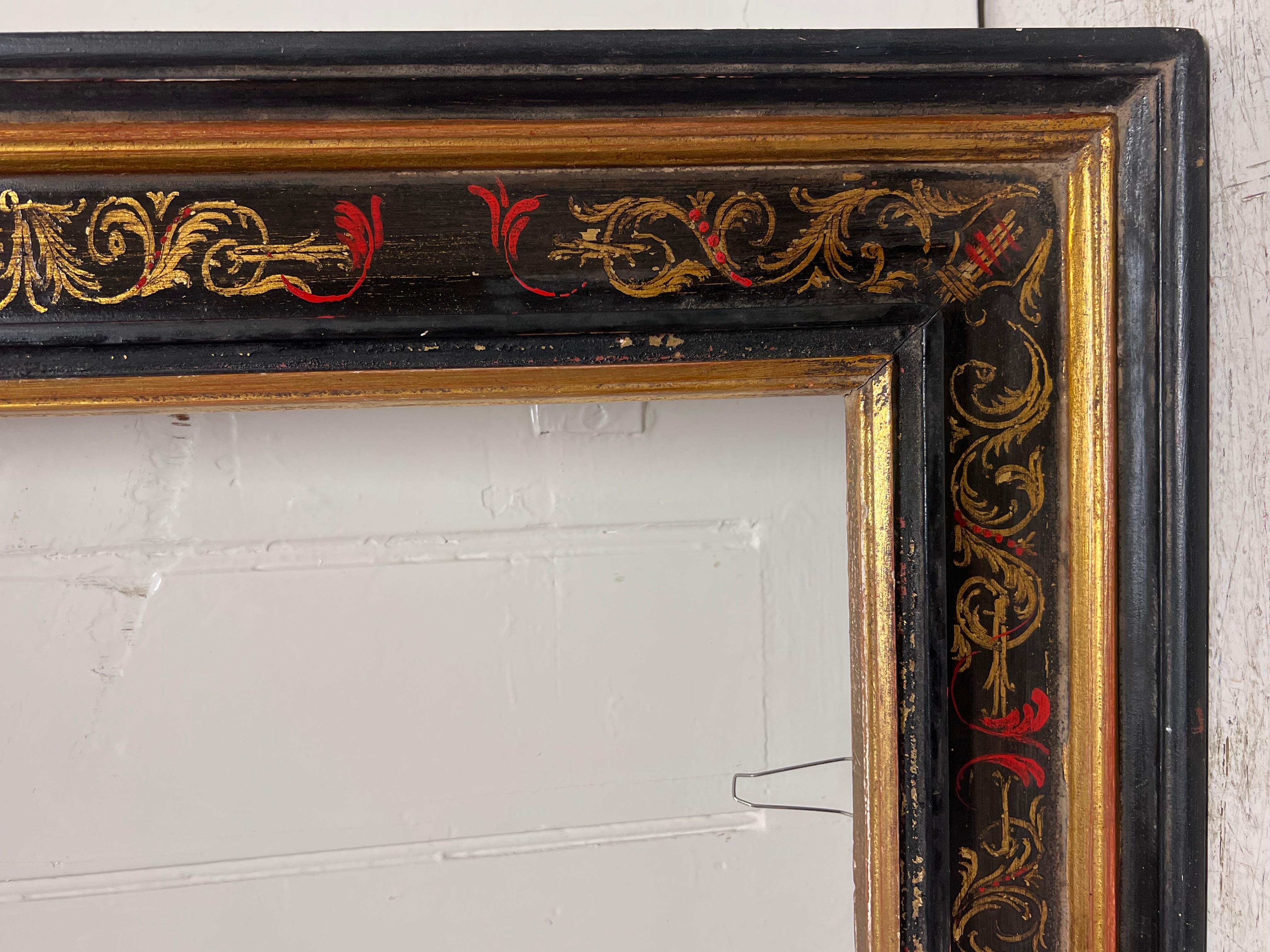 Vintage Black Red Gold Picture Frame Ornate Design - Old Masters Mixed Media Art by Italian School