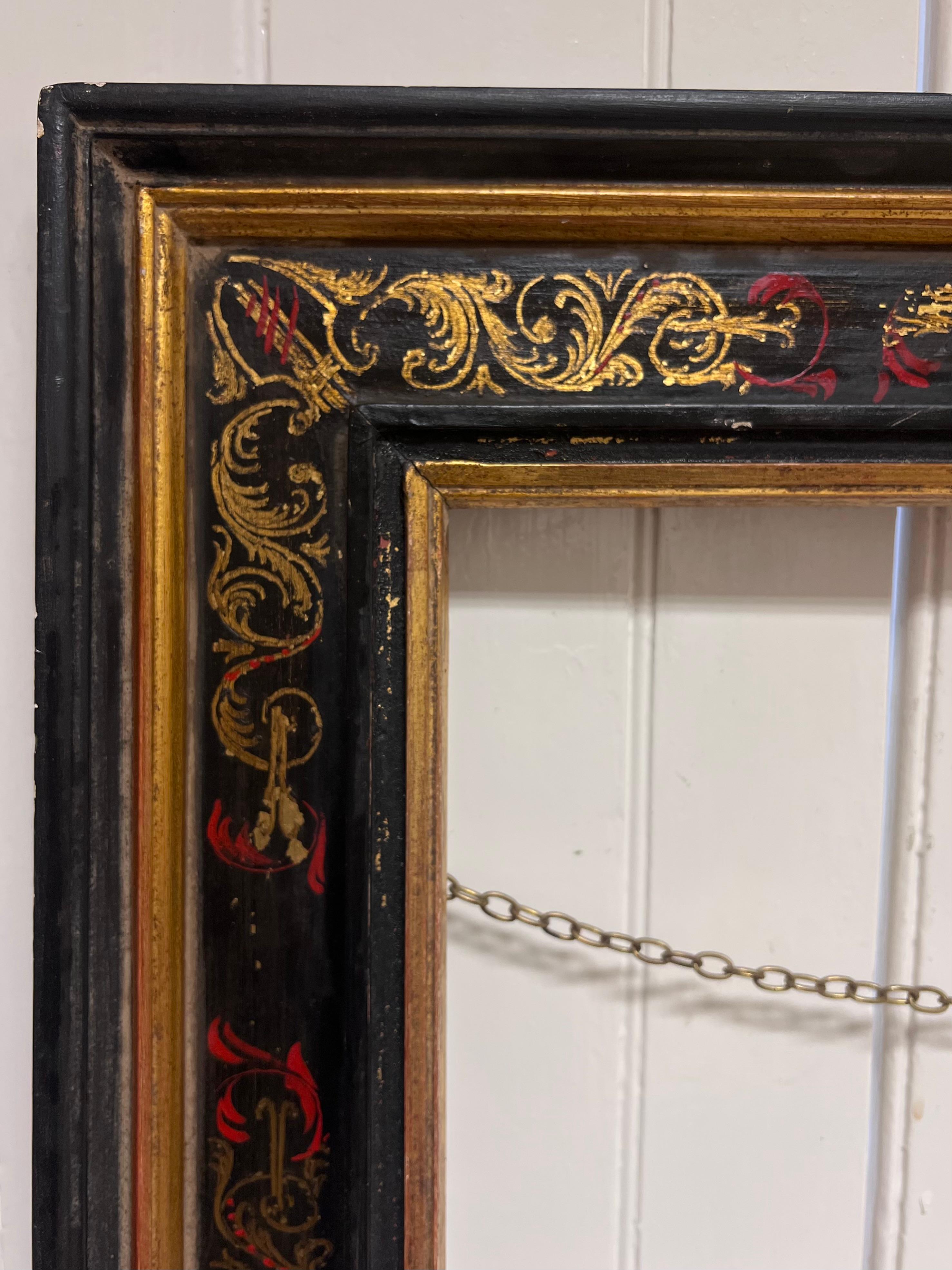 Vintage Black Red Gold Picture Frame Ornate Design For Sale 1