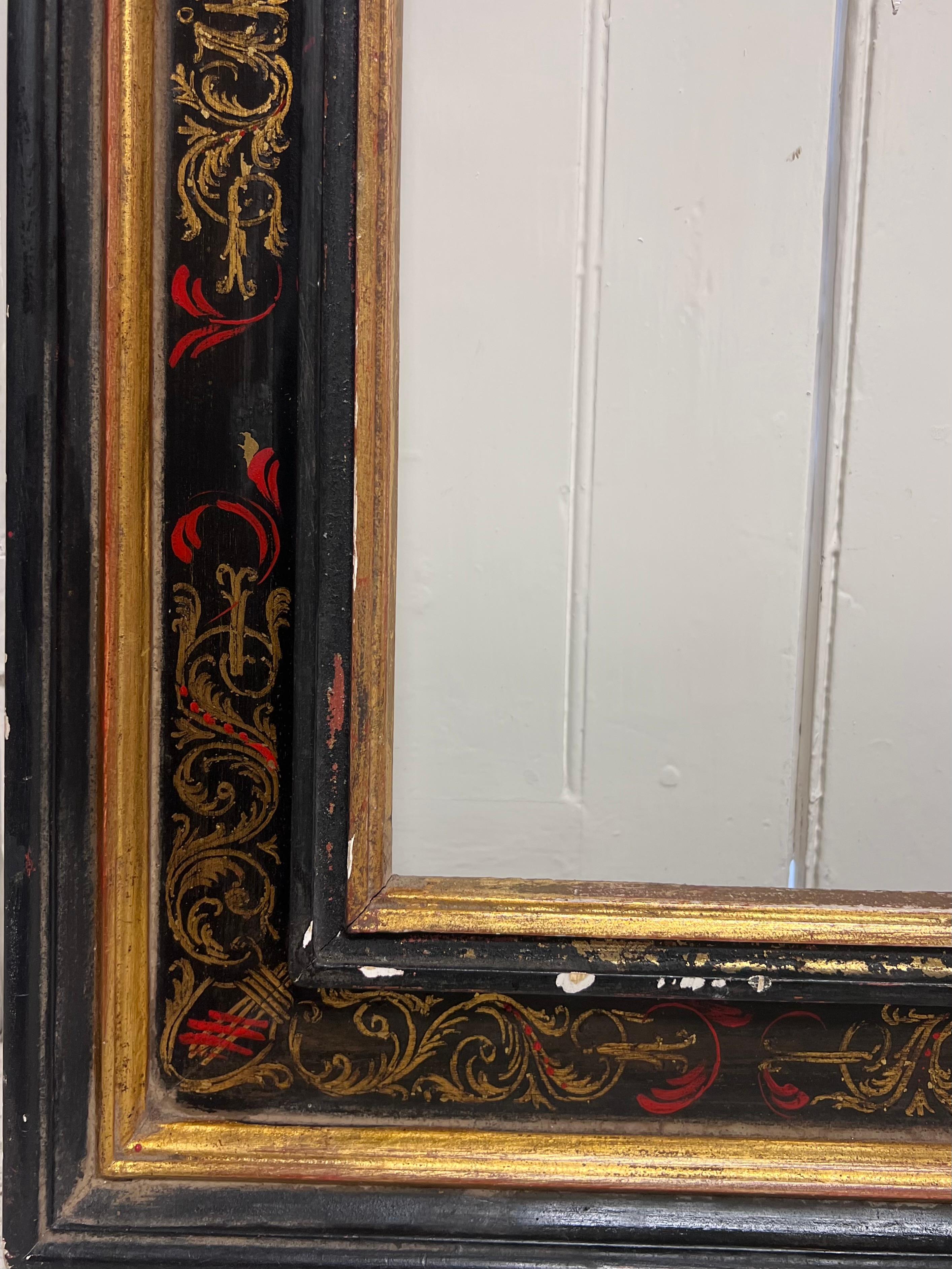 Vintage Black Red Gold Picture Frame Ornate Design For Sale 2