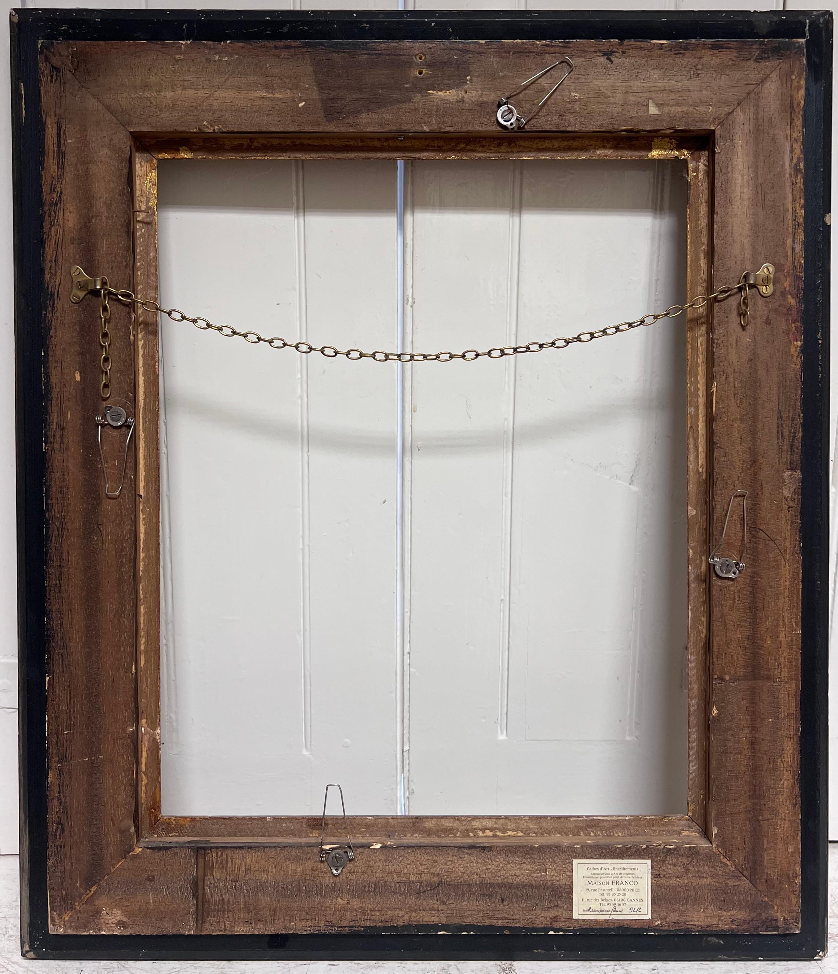 Vintage Black Red Gold Picture Frame Ornate Design For Sale 3