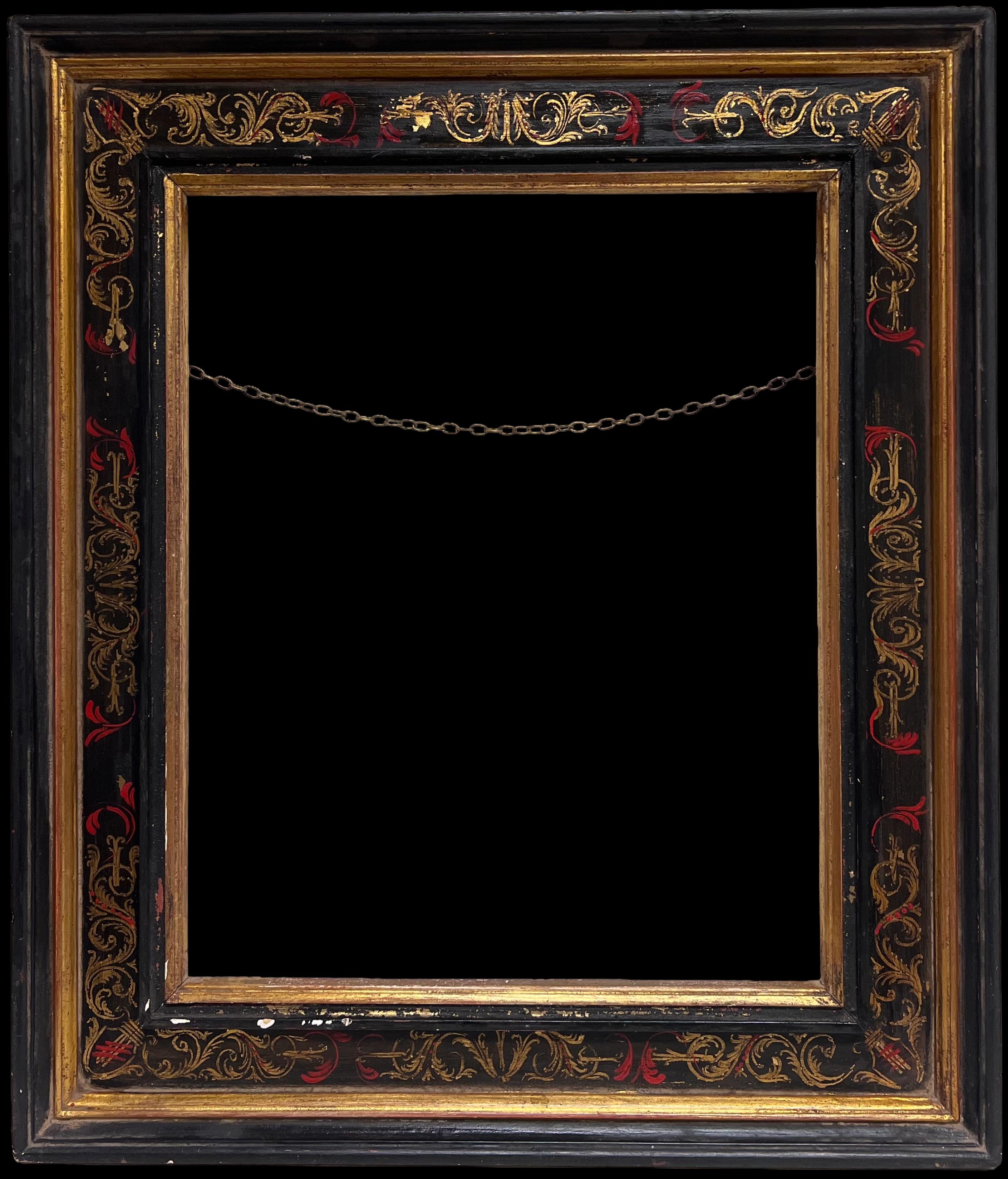 Vintage Black Red Gold Picture Frame Ornate Design - Mixed Media Art by Italian School