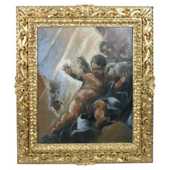 Italian School Oil in the Renaissance Style Set in Carved Giltwood Frame