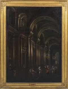 Italian School Oil Painting “Christ in the Temple”, After Giovanni Paolo Panini