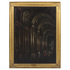 Italian School Oil Painting “Christ in the Temple”, After Giovanni Paolo Panini