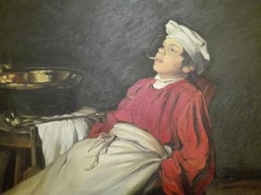 Italian School Painting "Boy Resting", 20th Century