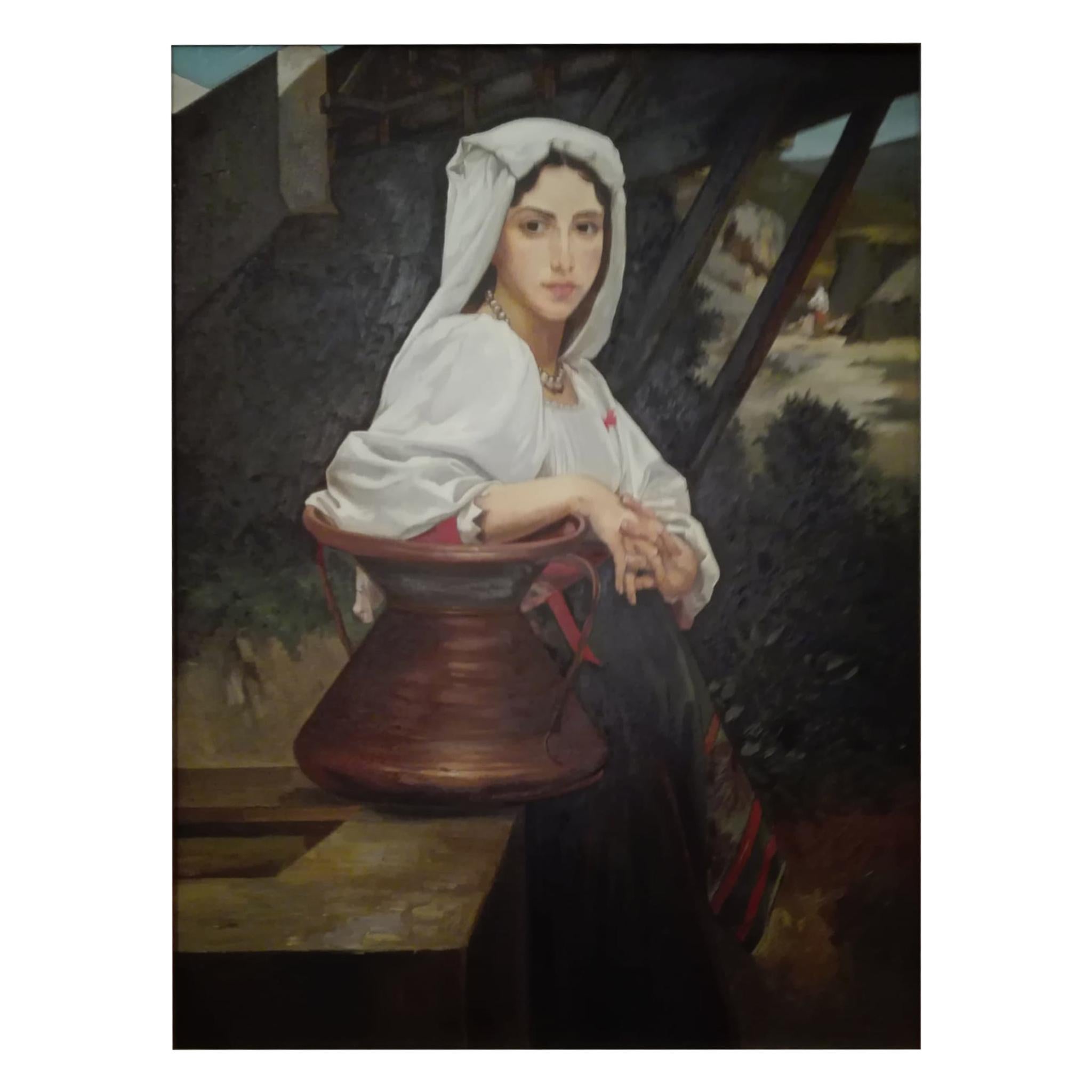 Italian School Painting "Neapolitan Girl", 20th Century