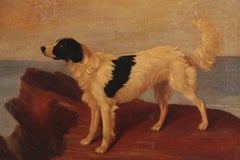 19th Century Italian Dog Oil Painting The English Setter in Landscape signed