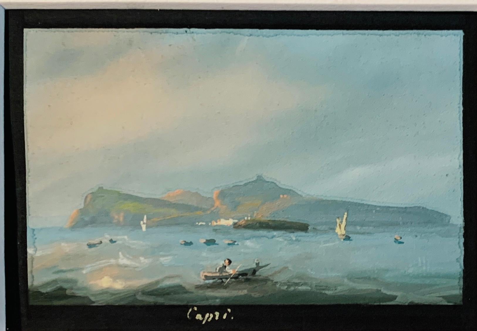 19th century Italian views of the Bay of  Naples, Volcano, Versuvius , Capri.  For Sale 3