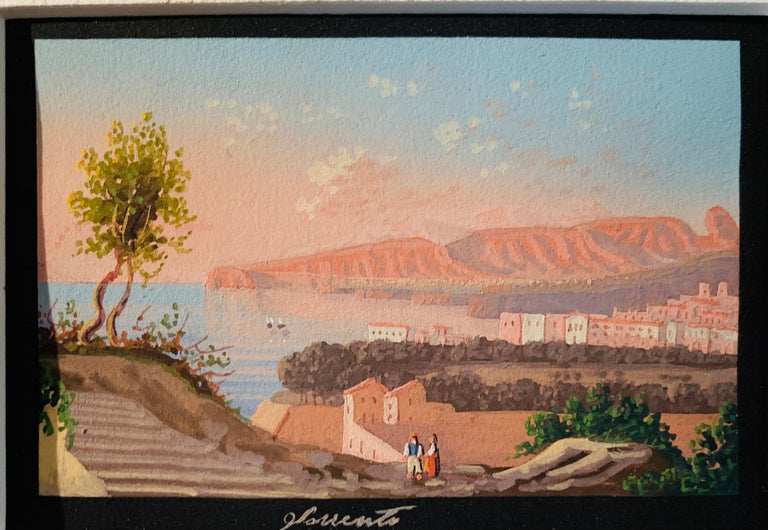 19th century Italian views of the Bay of  Naples, Volcano, Versuvius , Capri.  - Beige Figurative Painting by Unknown