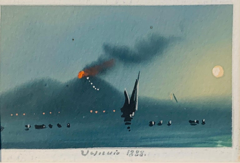 19th century Italian views of the Bay of  Naples, Volcano, Versuvius , Capri.  For Sale 3