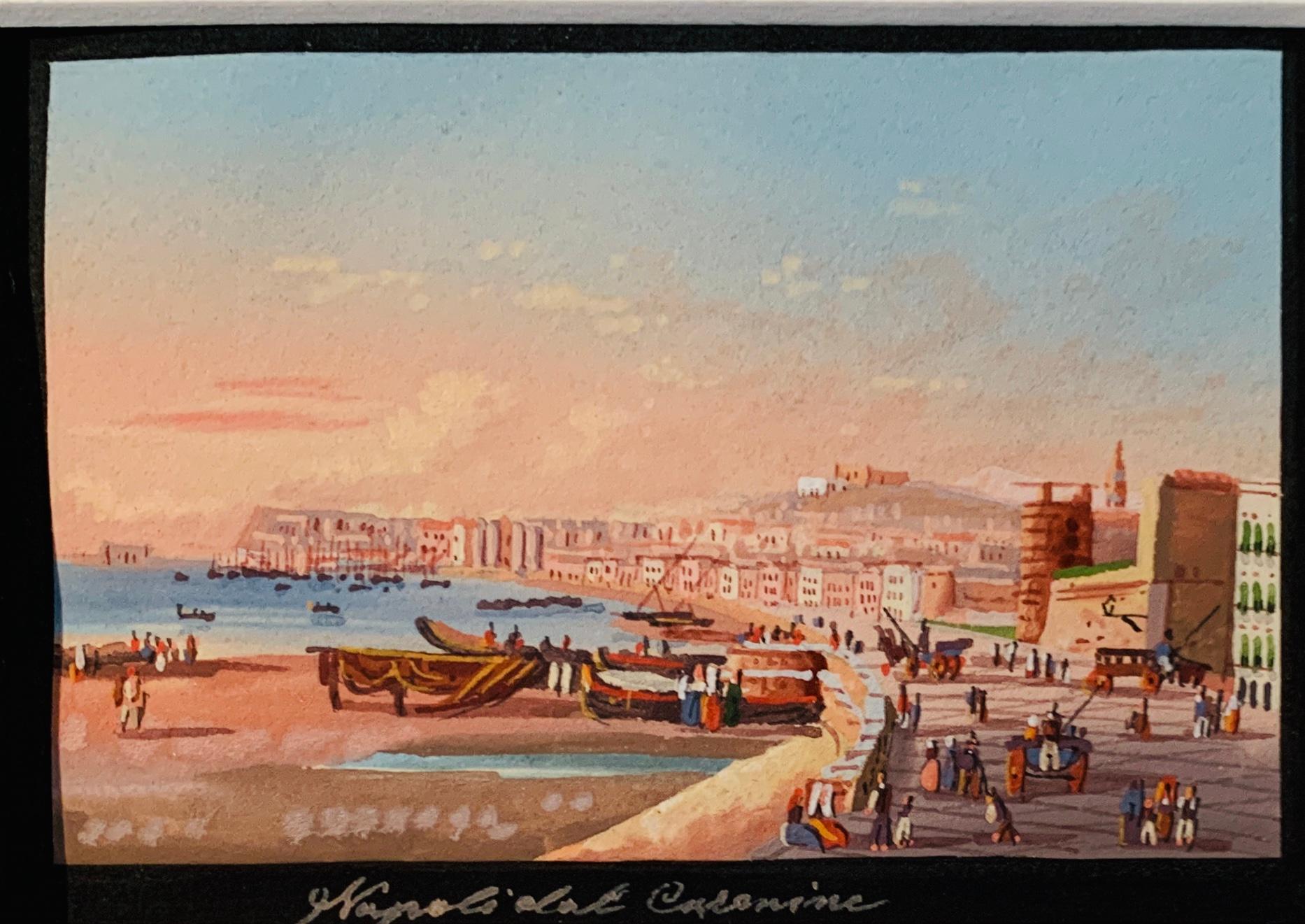 19th century Italian views of the Bay of  Naples, Volcano, Versuvius , Capri.  For Sale 2