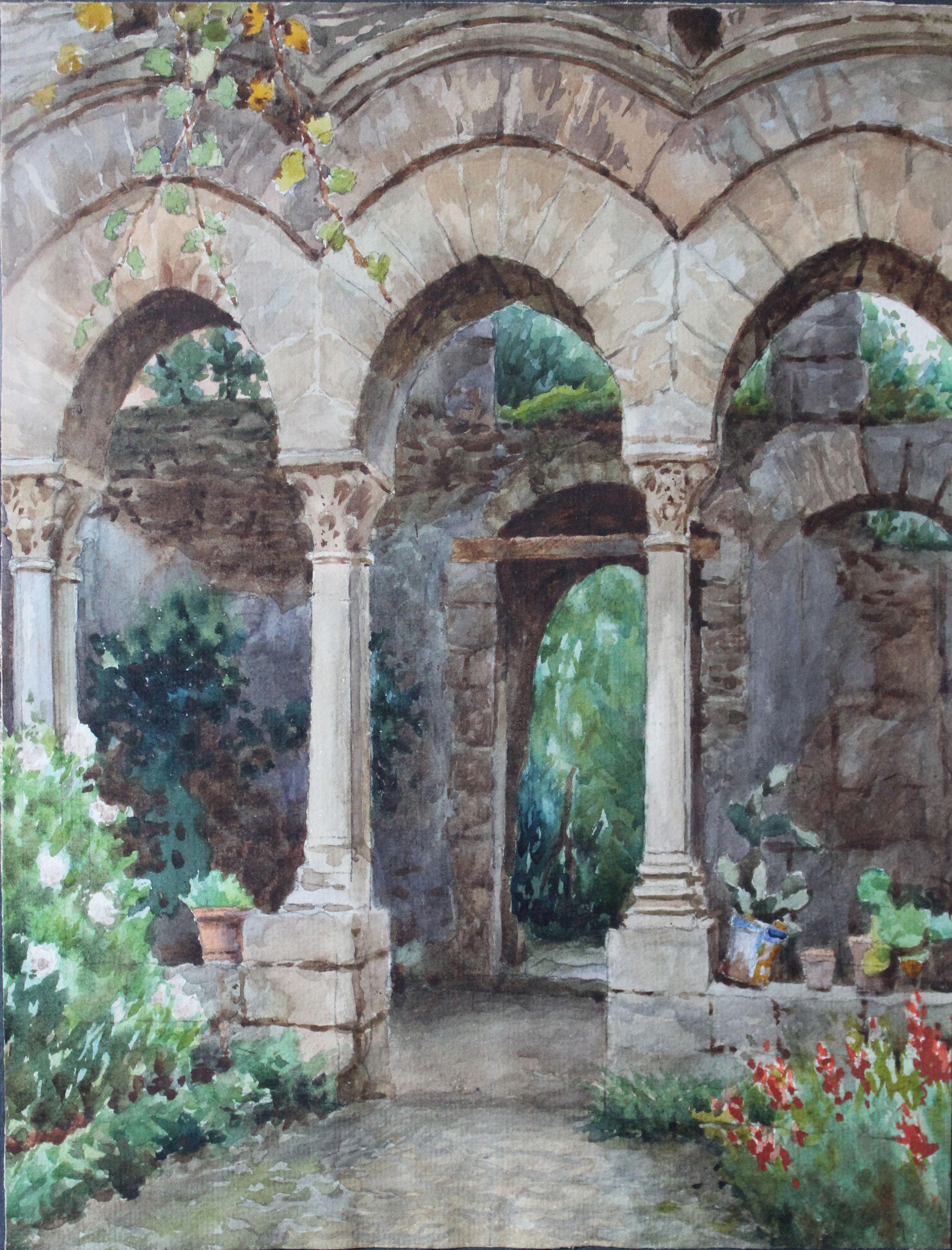 Cloister Garden - Painting by Unknown