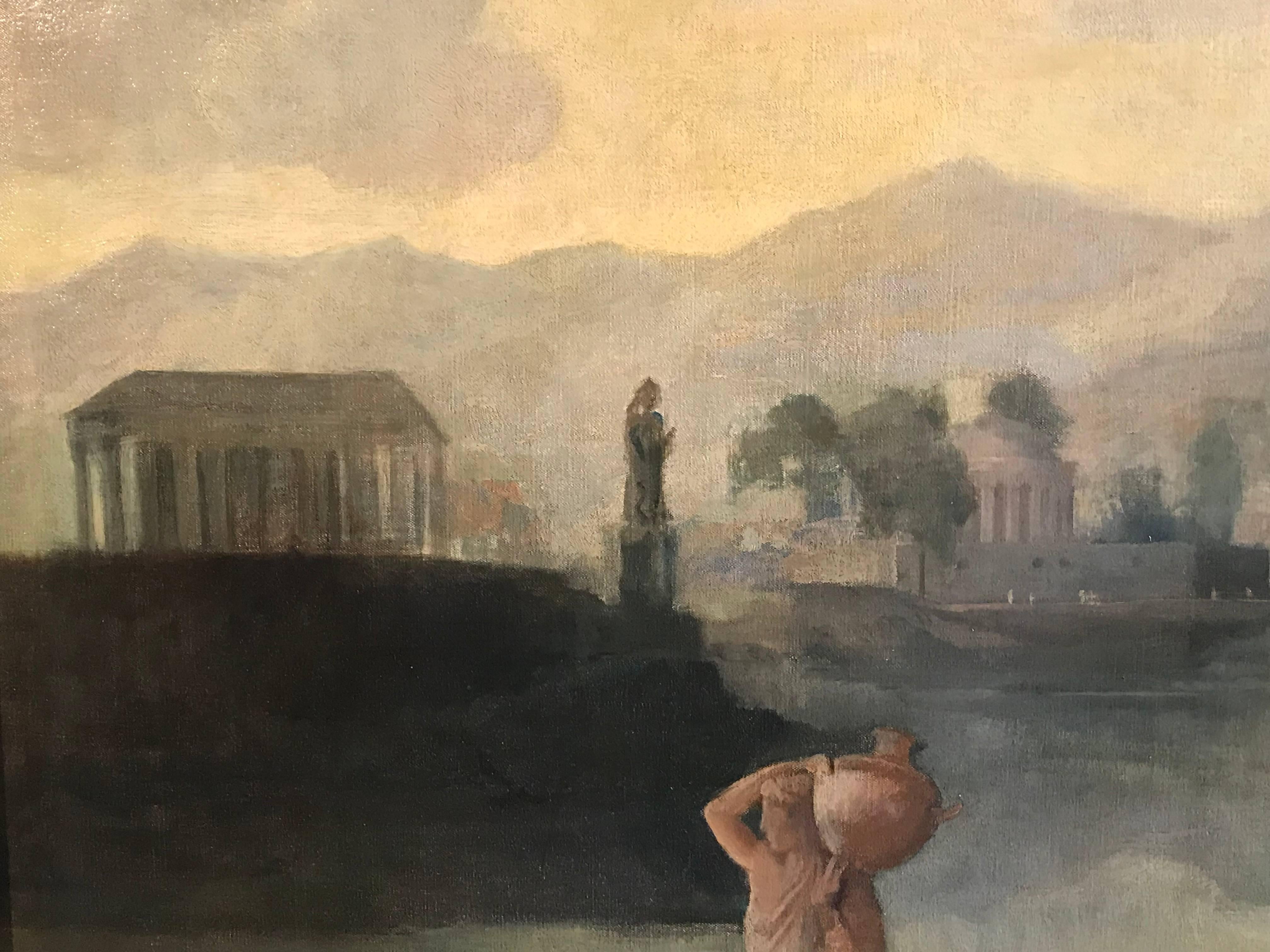 Enormous Neo-Classical Painting - Figures in Italianate Arcadian Landscape 4