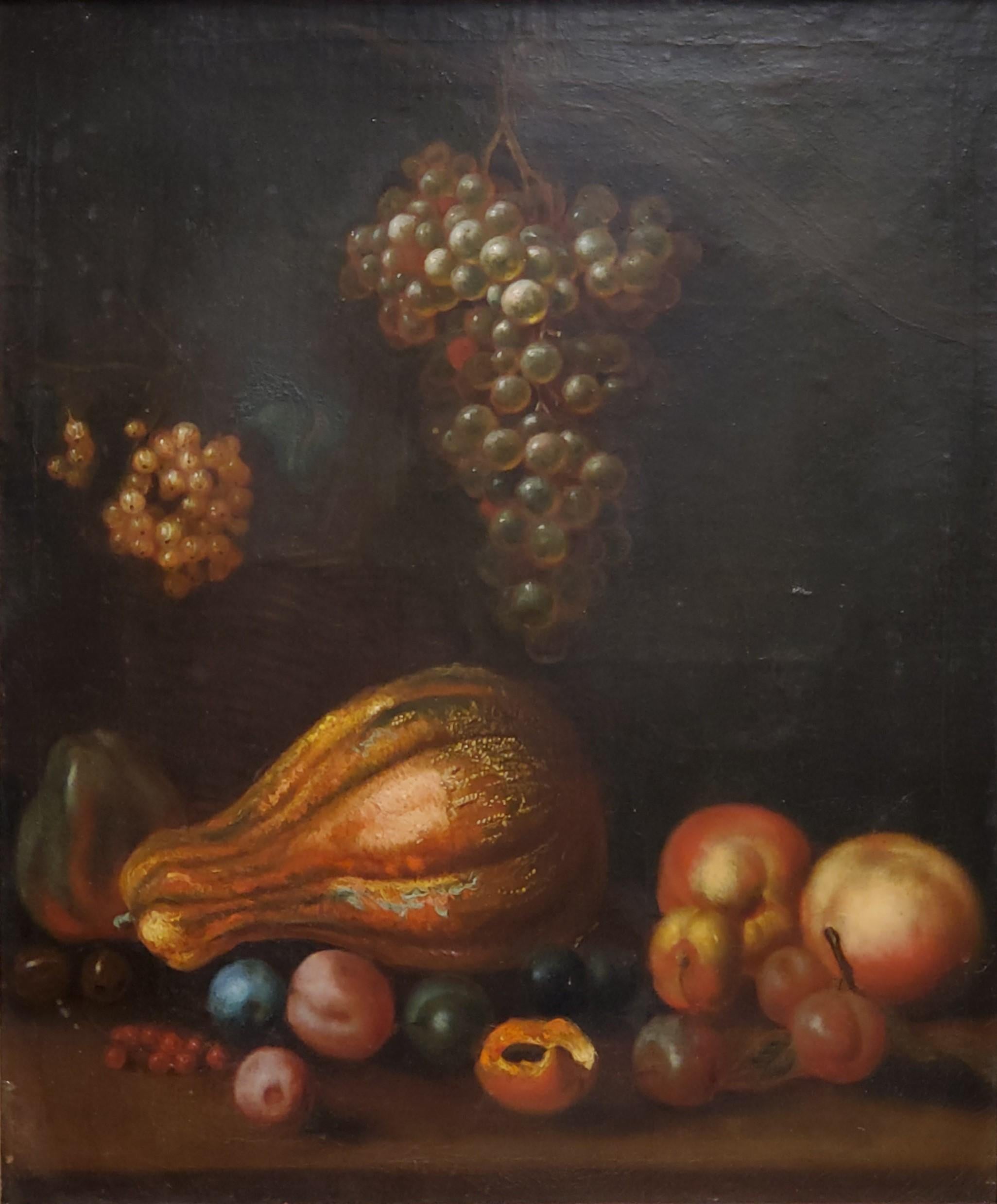 Old Master Still life Grapes and Fruit  Italian School 18th C. - Painting by Unknown