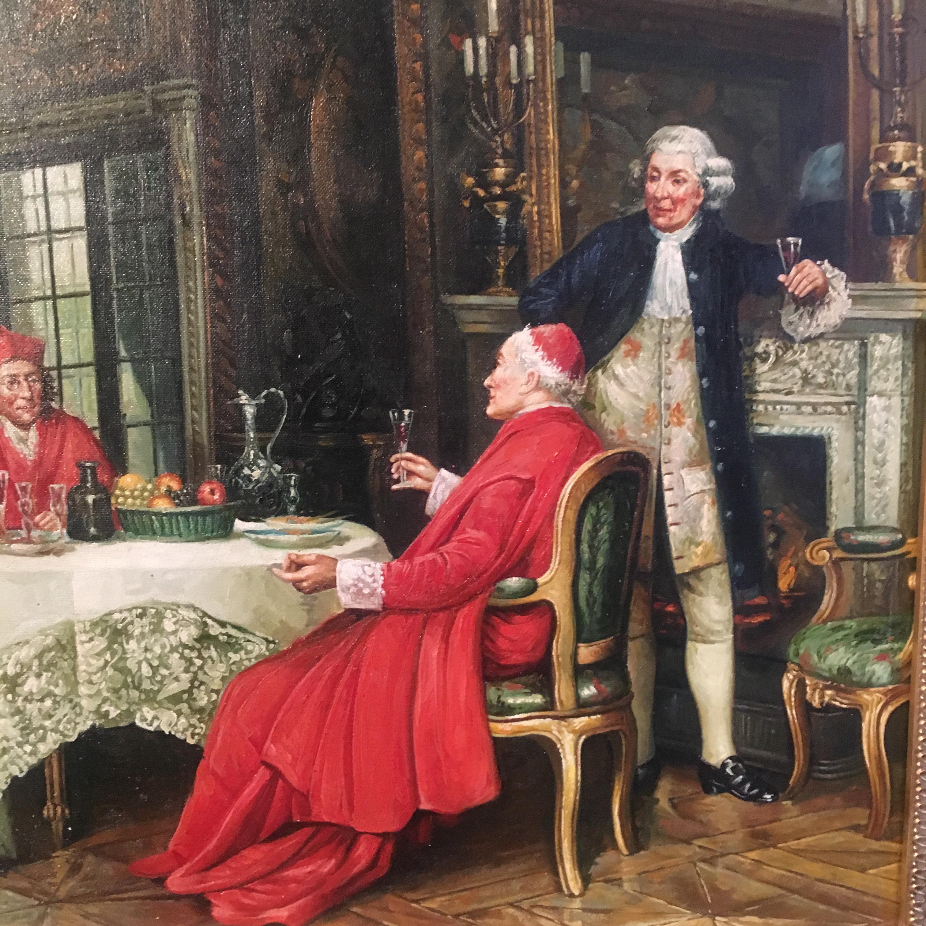 Meeting of the Minds, Large Portrait of Italian Cardinals, Oil Painting 1
