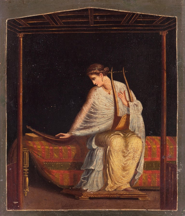 Italian School Woman Seated With Harp And Kithara
