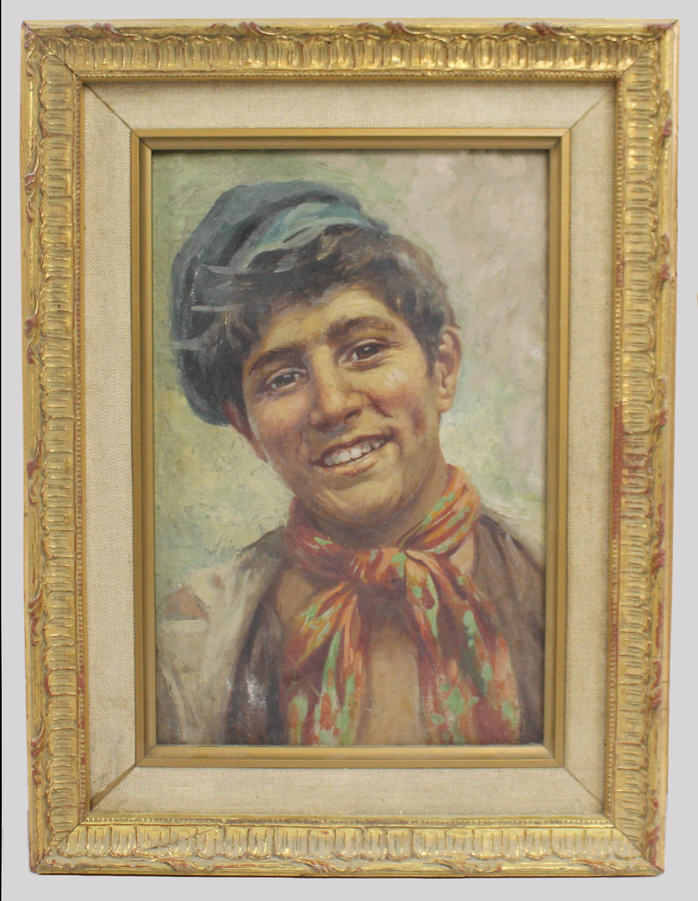 Retrato de un joven napolitano de la Escuela Italiana, Óleo sobre lienzo, c.1930

Un retrato al óleo sobre lienzo, animado y pintado con sensibilidad, de un joven napolitano, realizado según la tradición de la Escuela Italiana de principios del