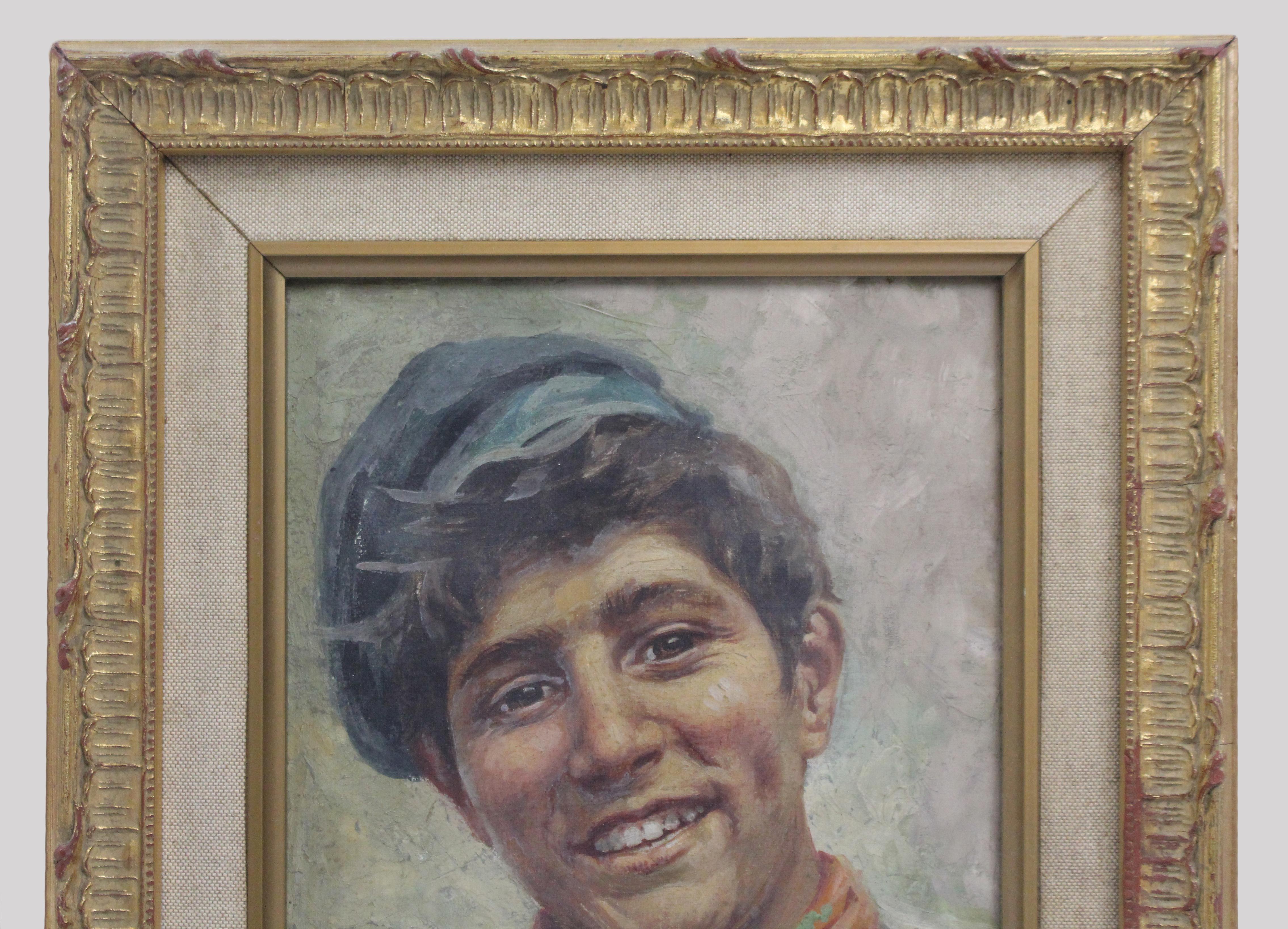 Retrato de un joven napolitano de la Escuela Italiana, Óleo sobre lienzo, c.1930 Italiano en venta