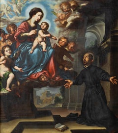 ITALIAN SCHOOL "Saint Charles Borromeo". Oil on canvas from the 17th century.