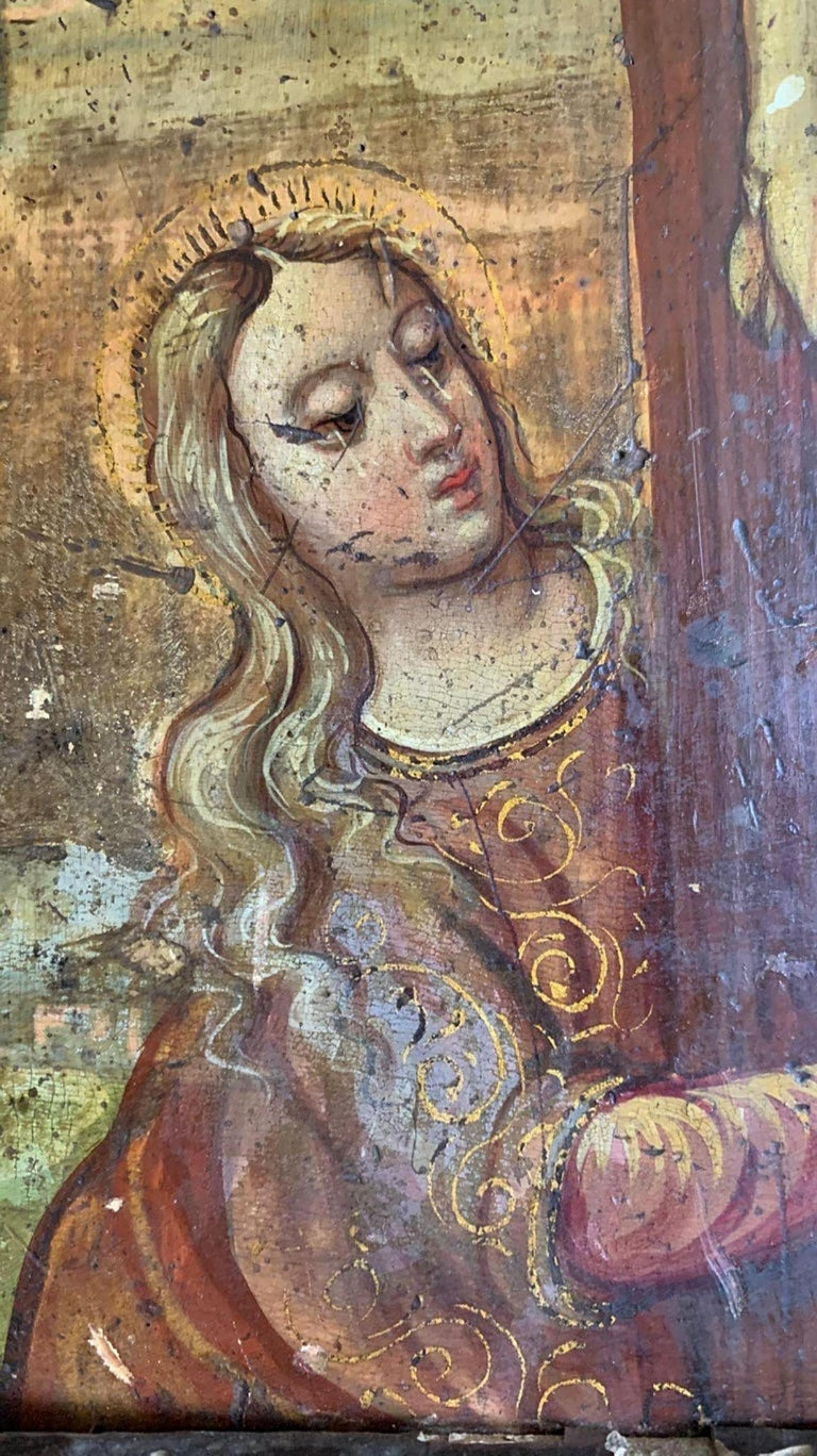 XVIIIe siècle et antérieur Table d'école italienne du 16e siècle « Christ converti avec la Vierge » en vente